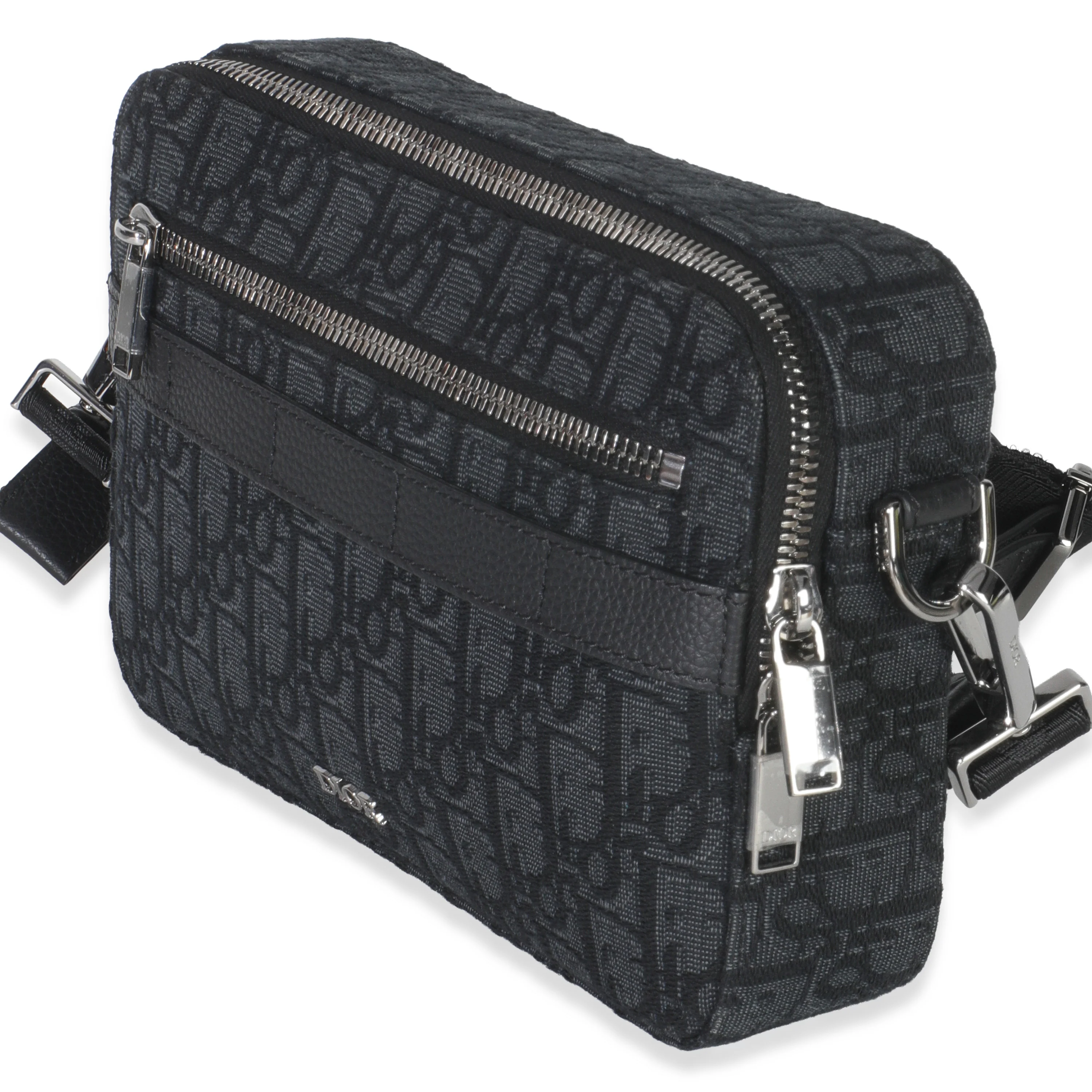 Black Oblique Jacquard Safari Messenger - Image 3