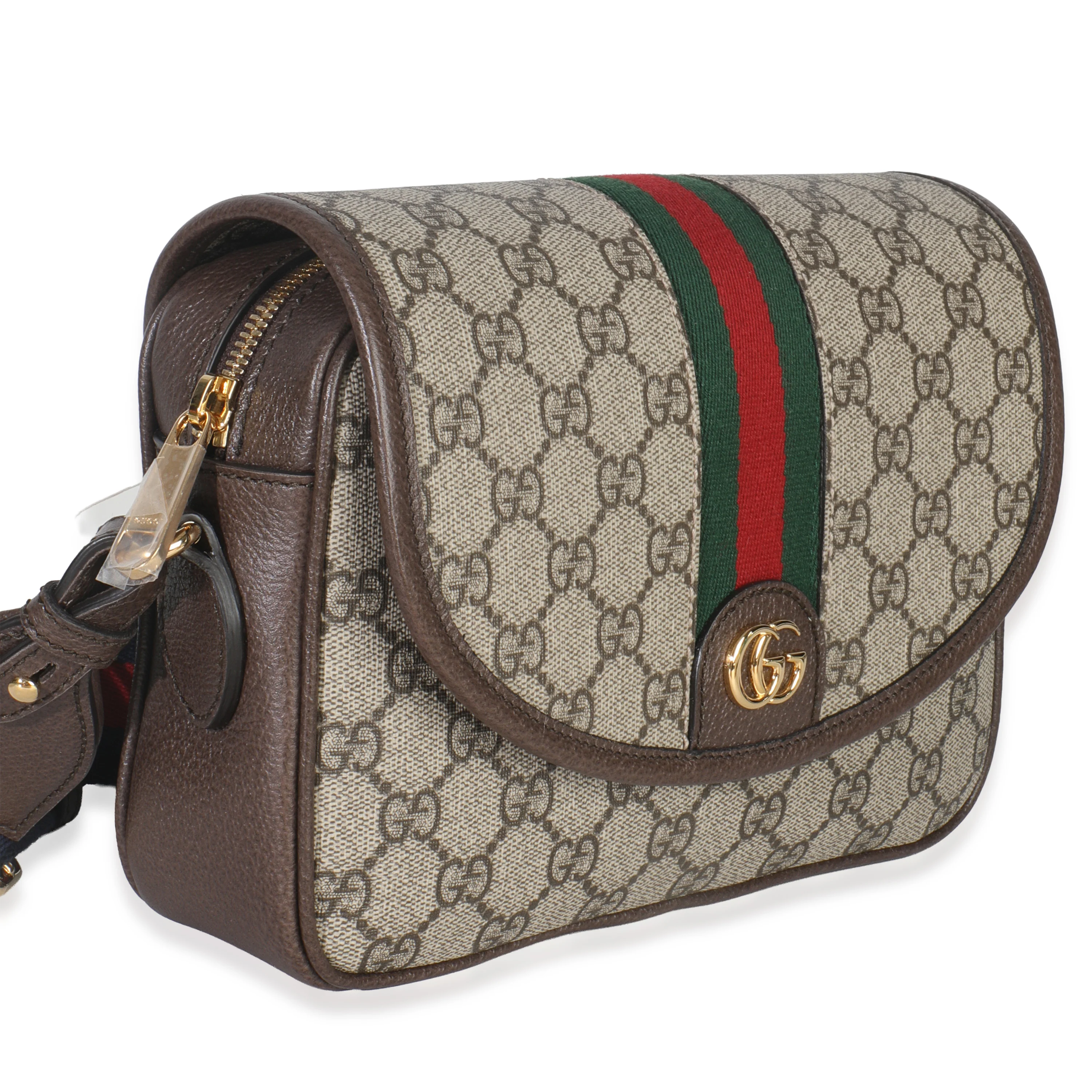 Beige GG Supreme Canvas Textured Dollar Calfskin Web Studded Mini Ophidia - Image 3