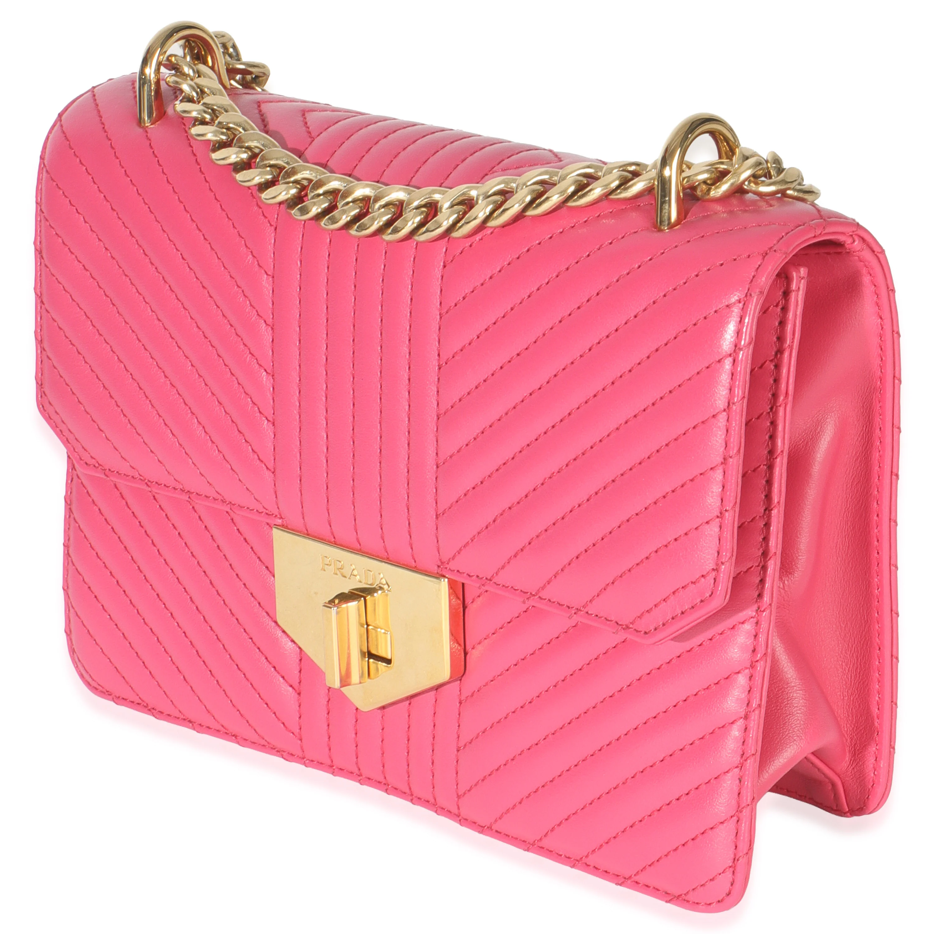 Pink Calfskin Turn Lock Chain Flap Bag - Image 2