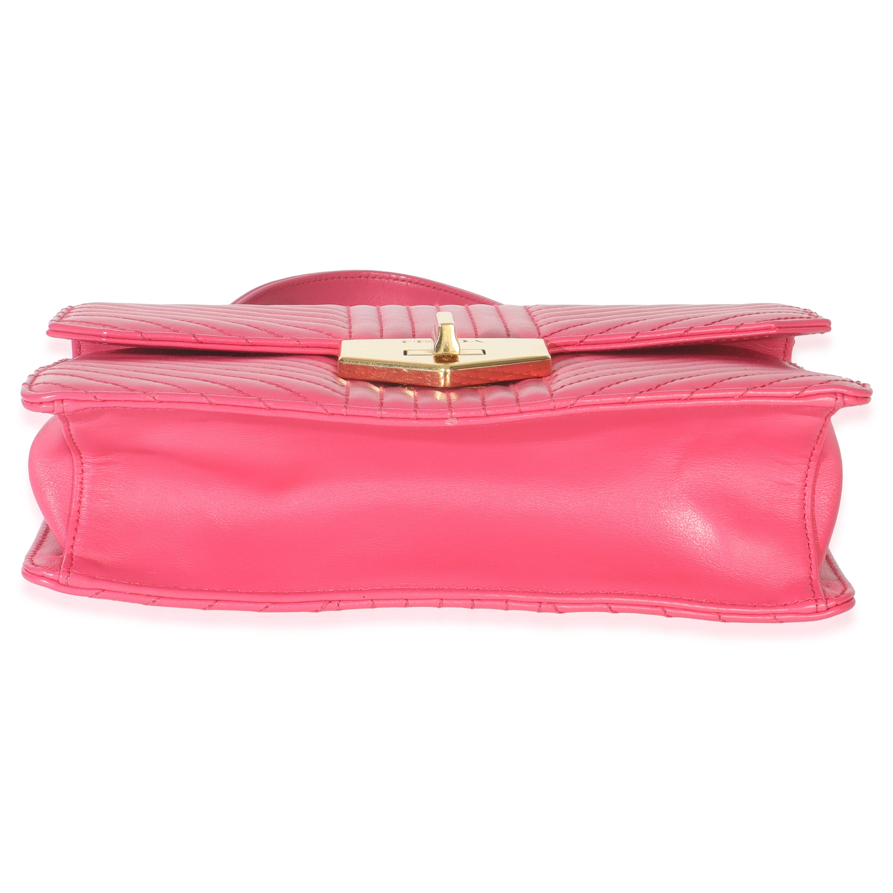 Pink Calfskin Turn Lock Chain Flap Bag - Image 5
