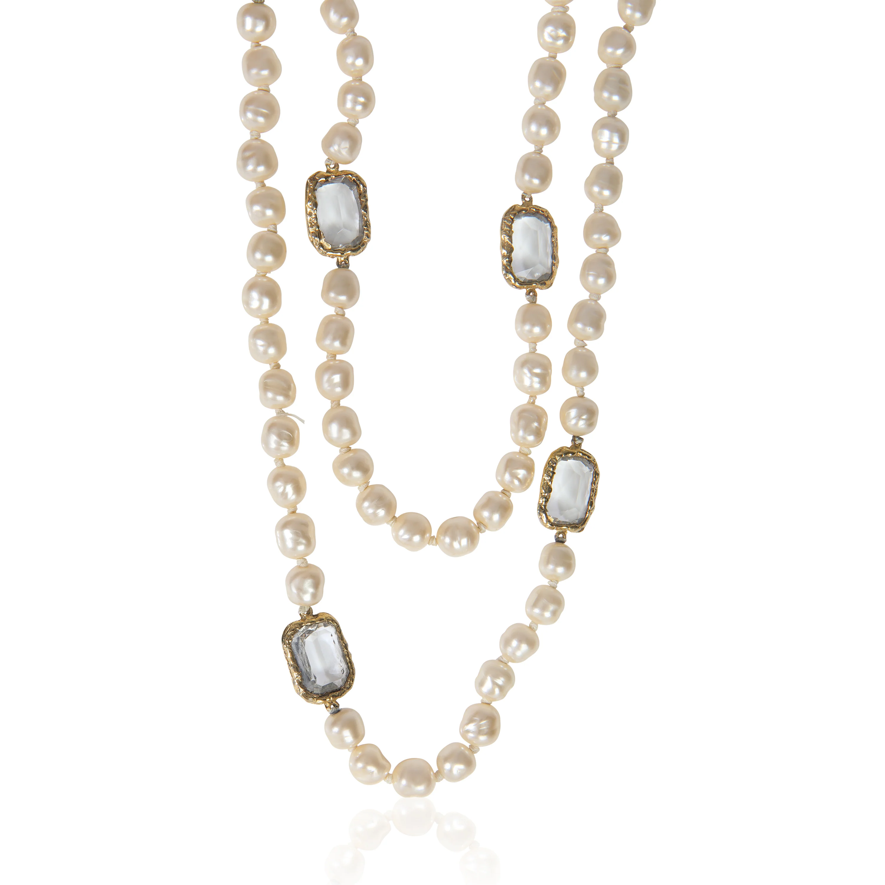 Gold-Plated Vintage 1981 Baroque Faux Pearl & Gripoix Necklace