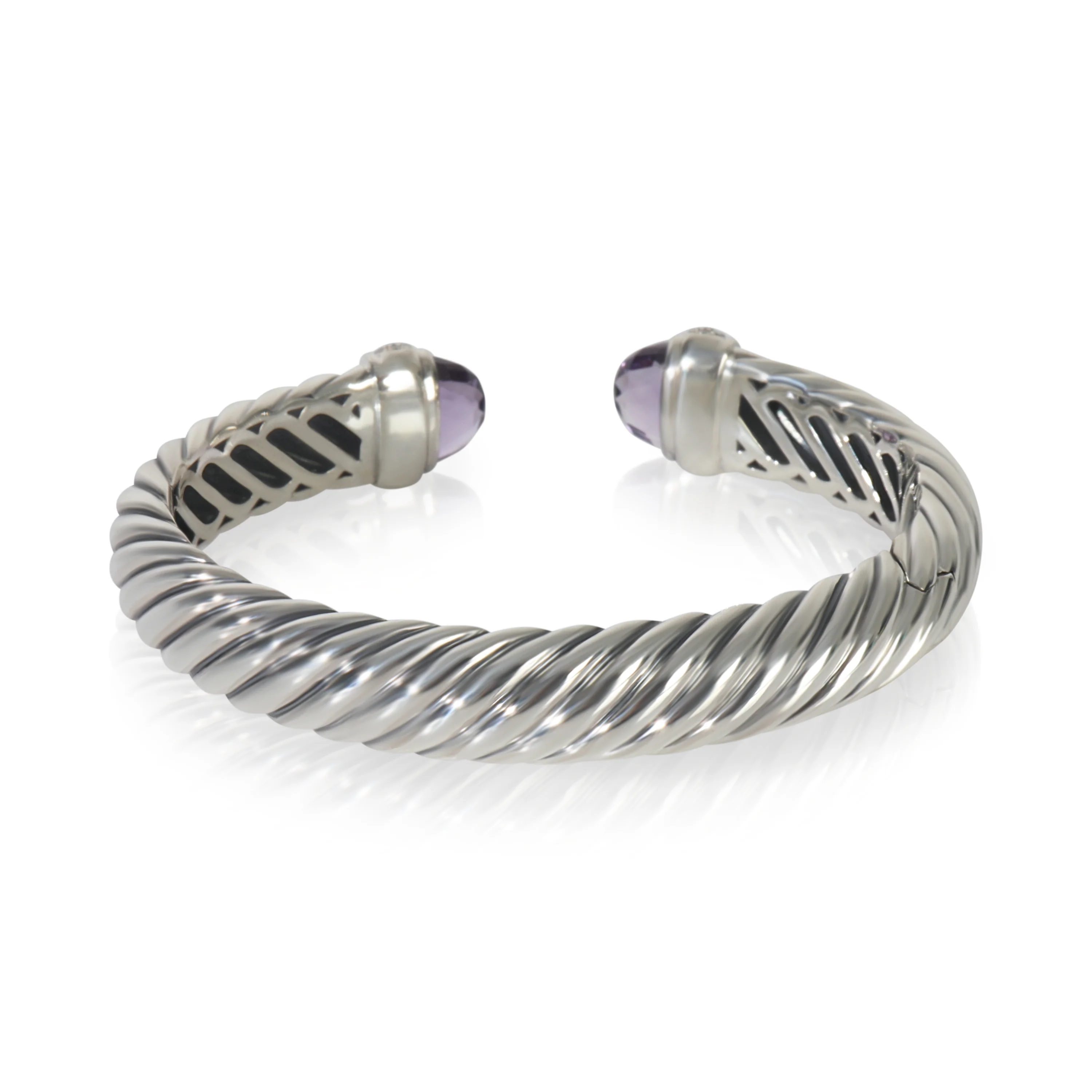 Sterling Silver Amethyst and Diamond Waverly Cuff Bracelet - Image 3