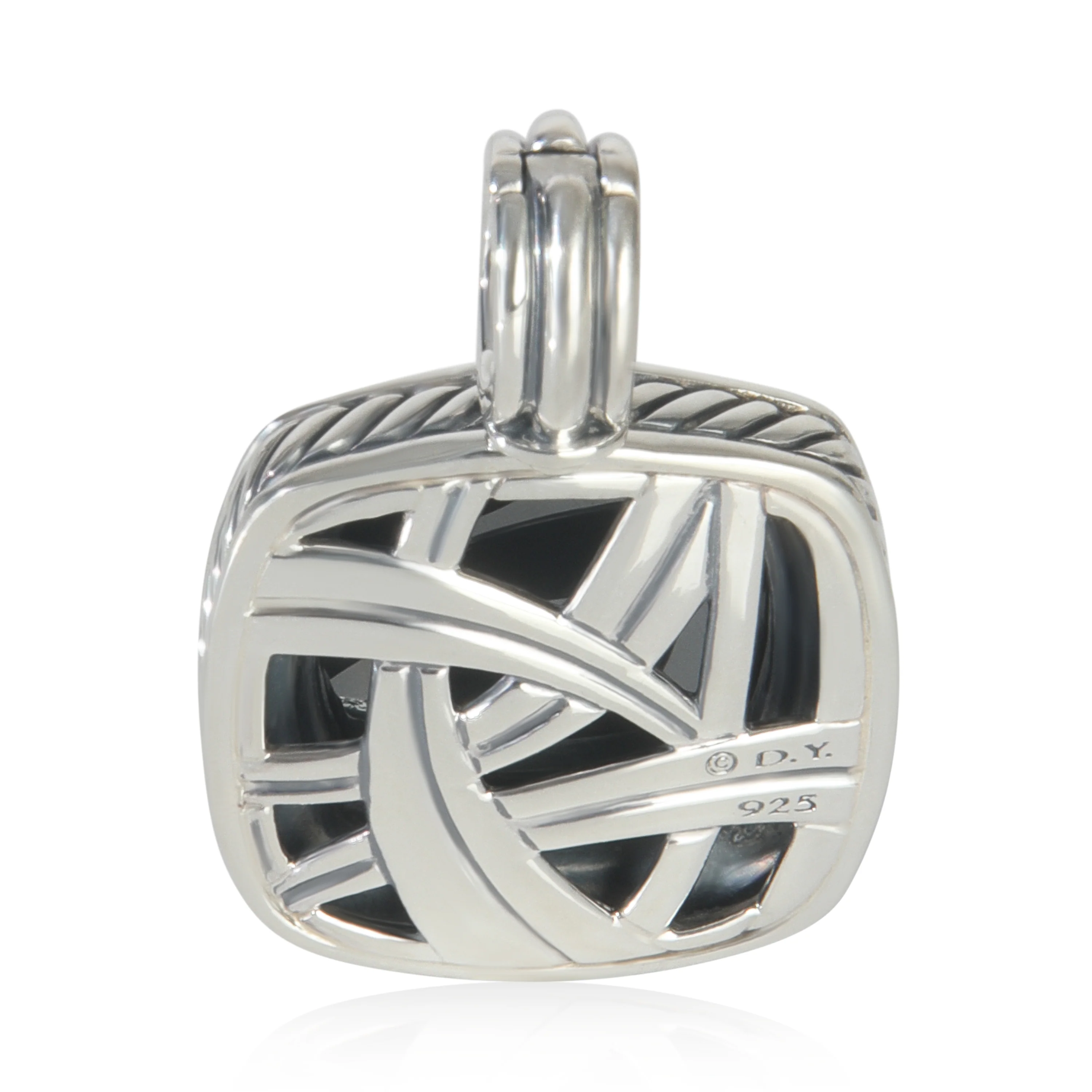 Sterling Silver Hematite and Diamond 17mm Albion Pendant - Image 3