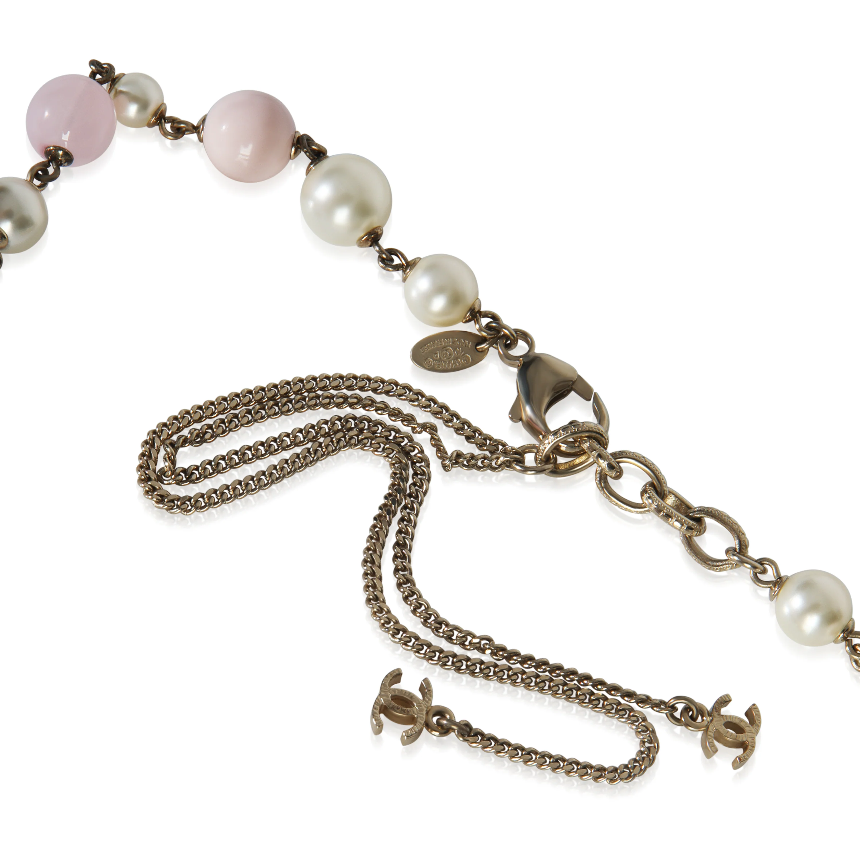Gold-Plated  2010 Multicolor Bead & Faux Pearl CC Necklace - Image 2