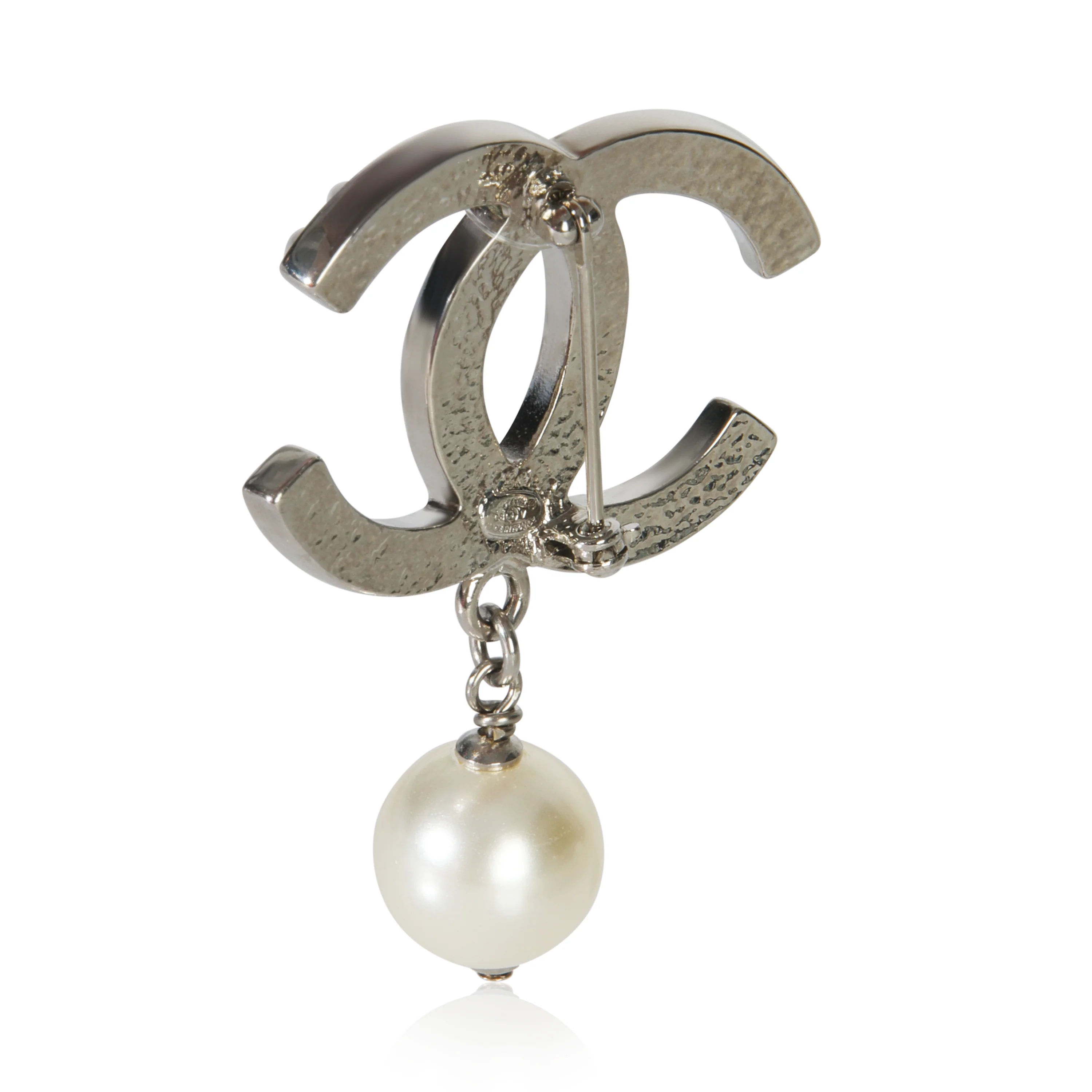Gold-Plated  2008 Faux Pearl CC Brooch - Image 3