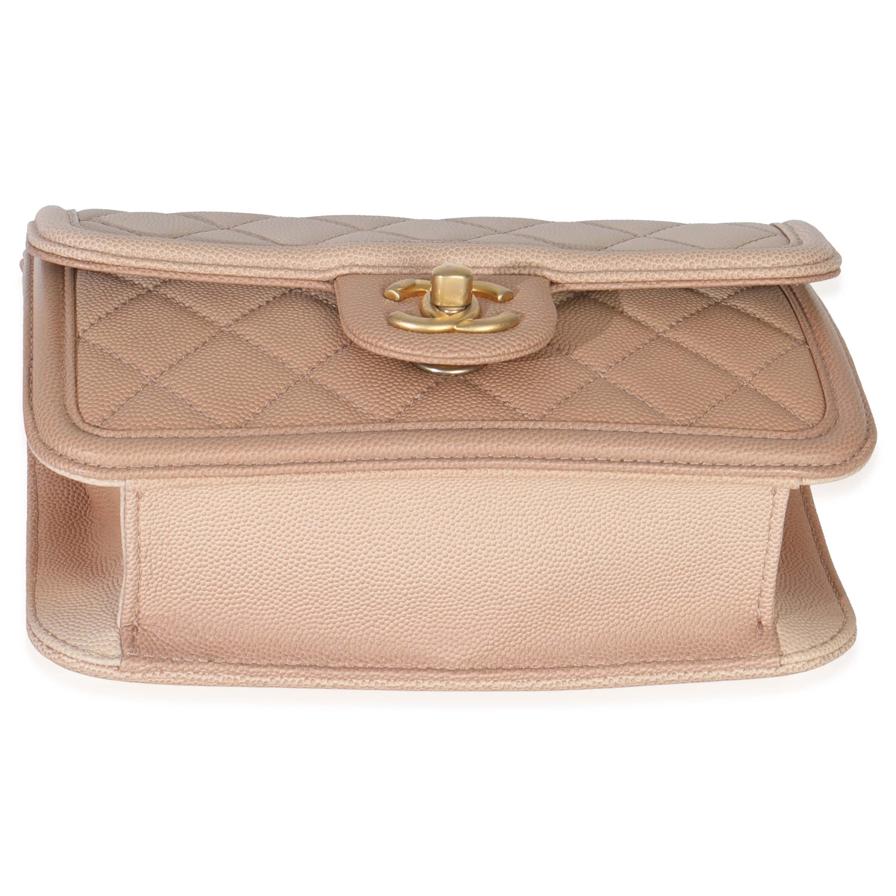 Beige Quilted Ombre Caviar Small Sunset On The Sea Belt Bag - Image 5