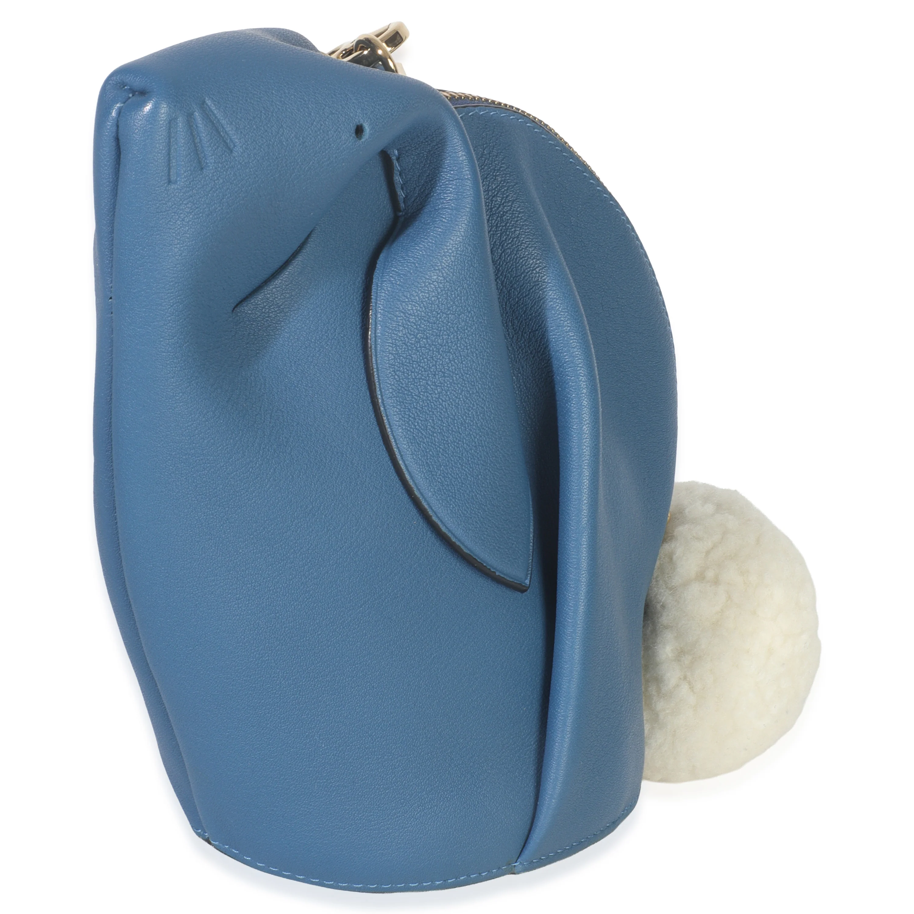 Blue Calfskin Shearling Mini Bunny Crossbody - Image 3