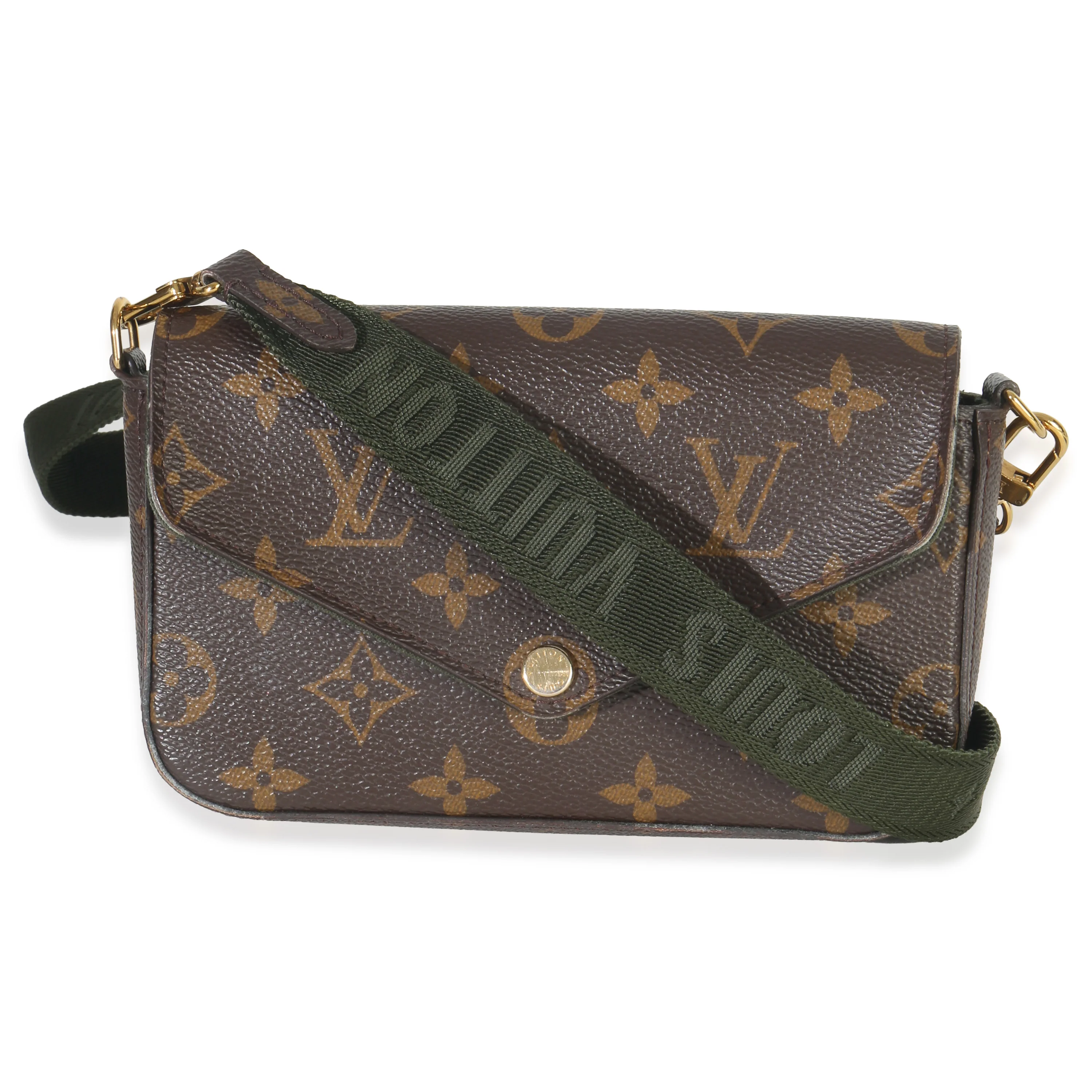Kaki Monogram Canvas Felicie Strap & Go