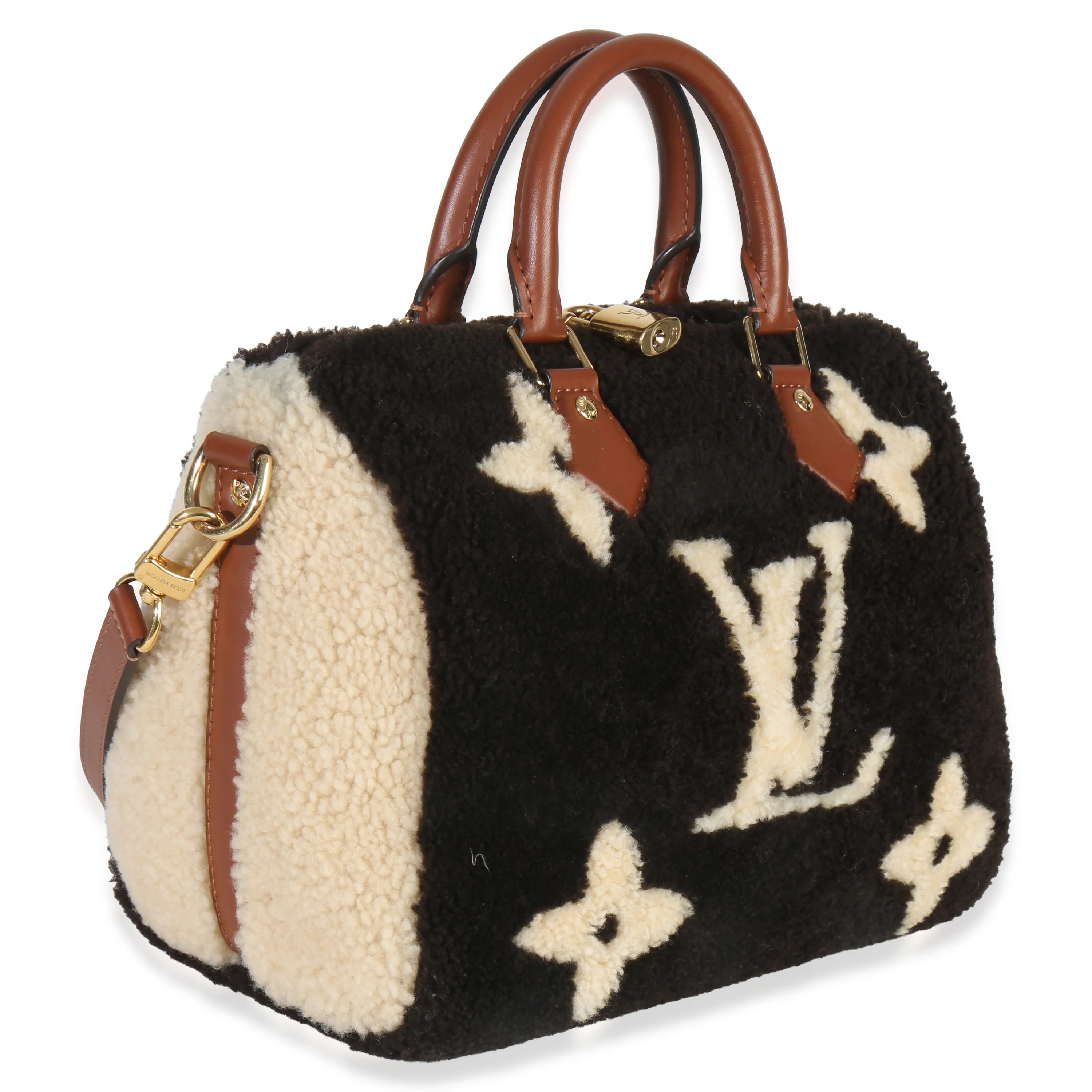 Black Monogram Teddy Fleece Speedy Bandouliere 25 - Image 2