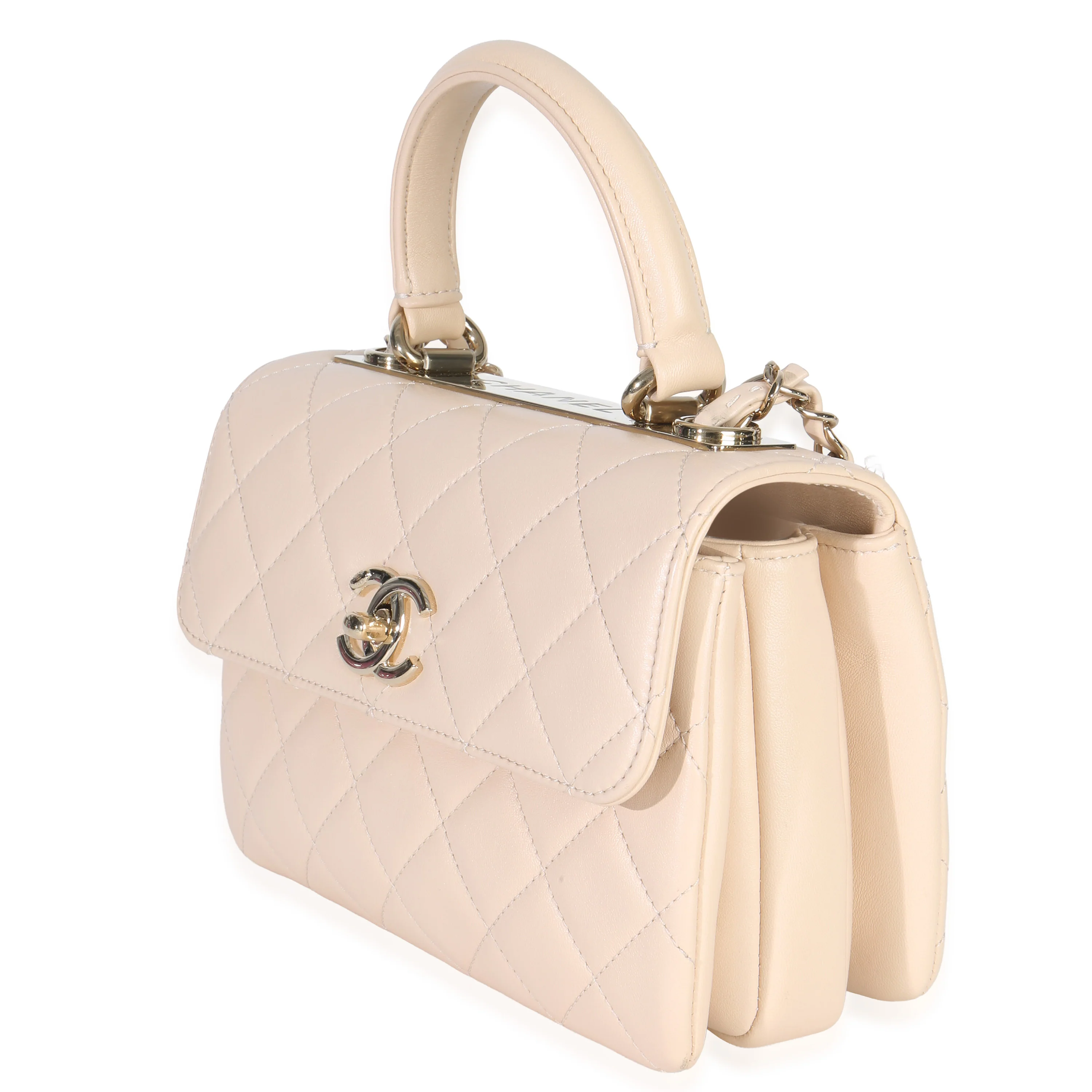 25C Beige Quilted Lambskin Small Trendy Flap Bag - Image 3