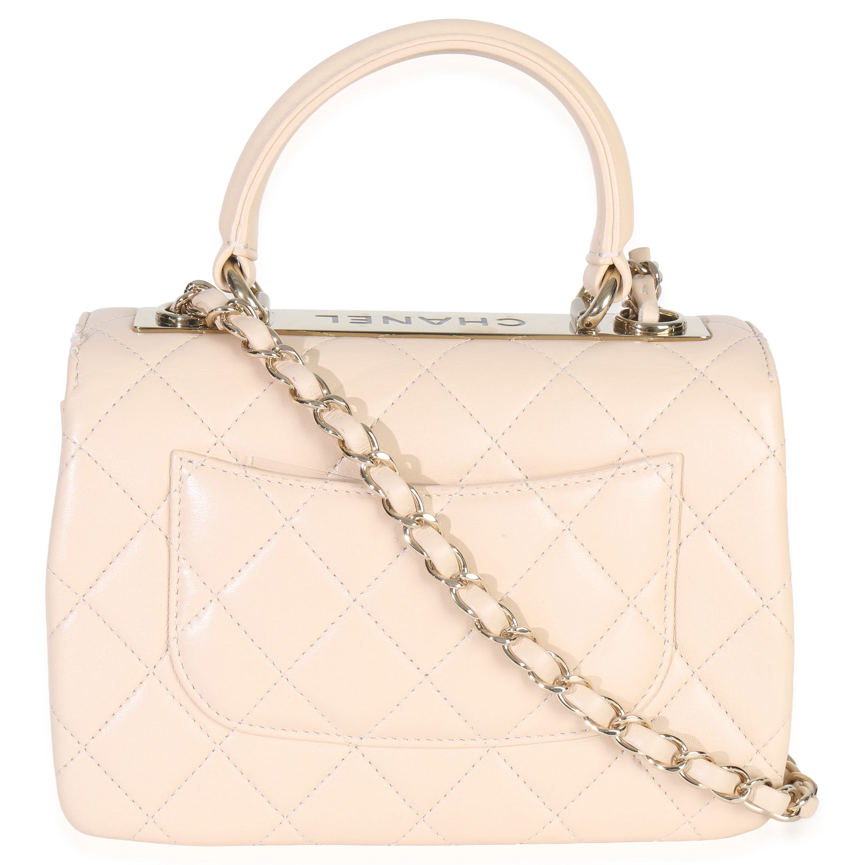25C Beige Quilted Lambskin Small Trendy Flap Bag - Image 4