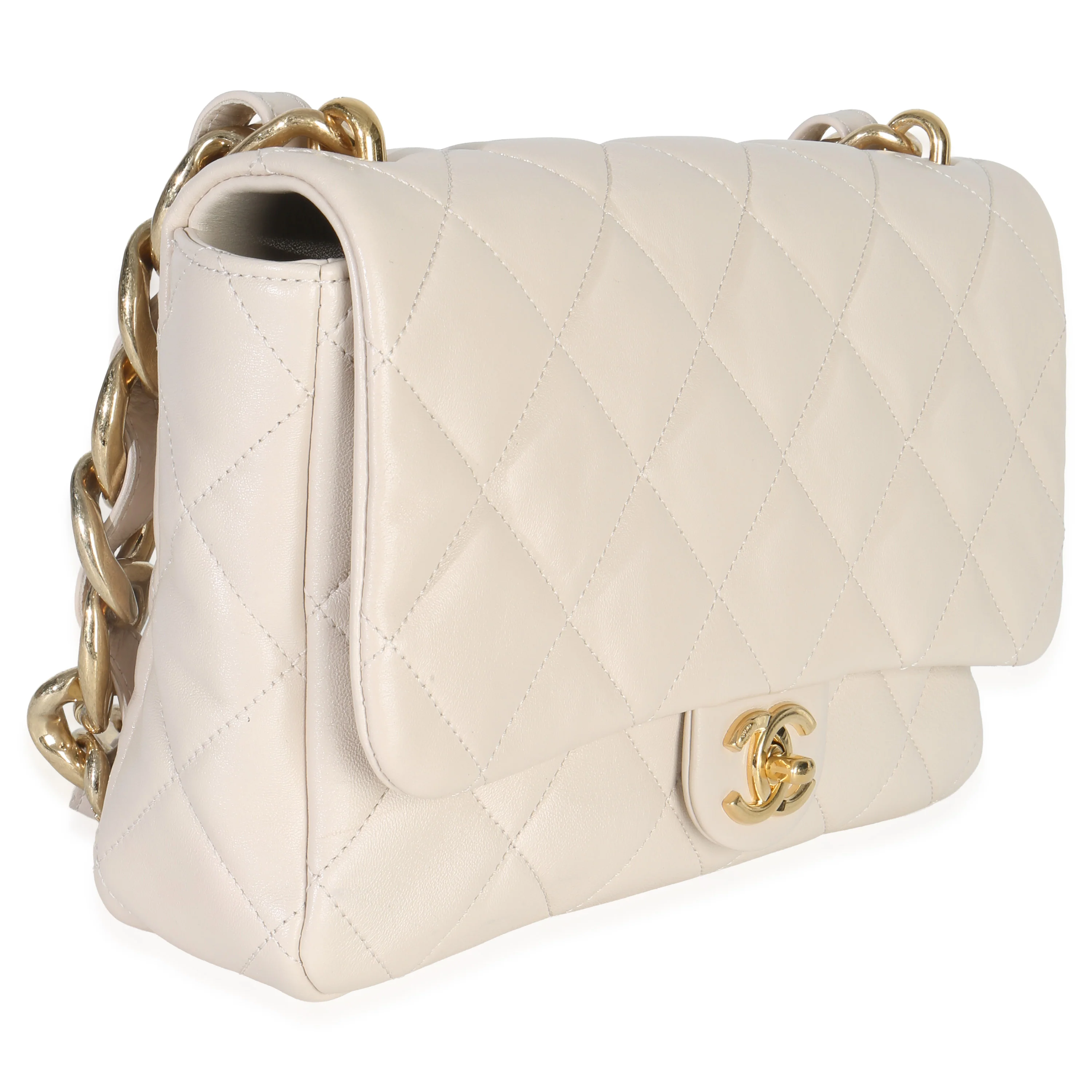 Beige Quilted Lambskin Large Funky Town Flap Bag - Image 2
