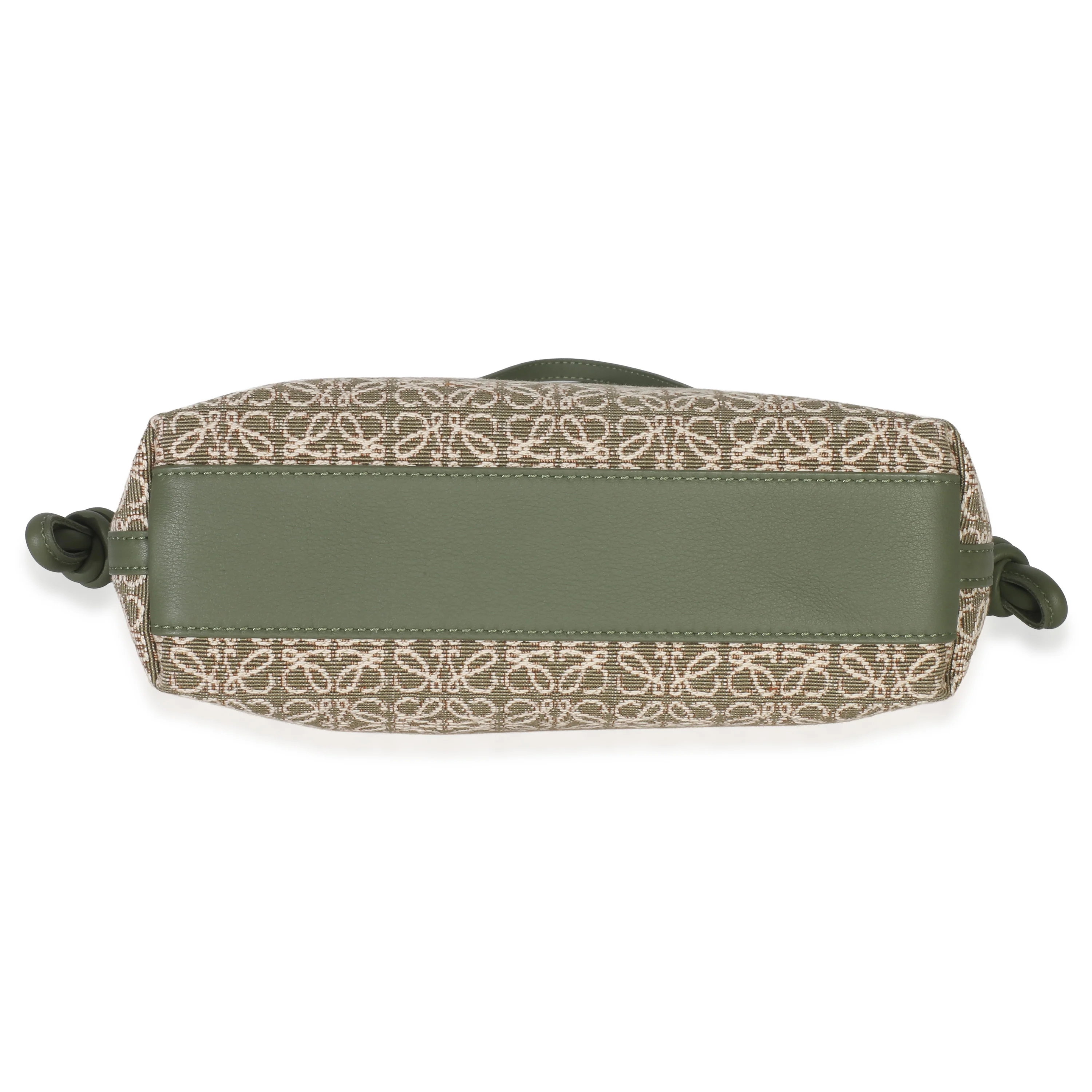 Vintage Khaki Jacquard Anagram Calfskin Mini Flamenco Knot Clutch - Image 4