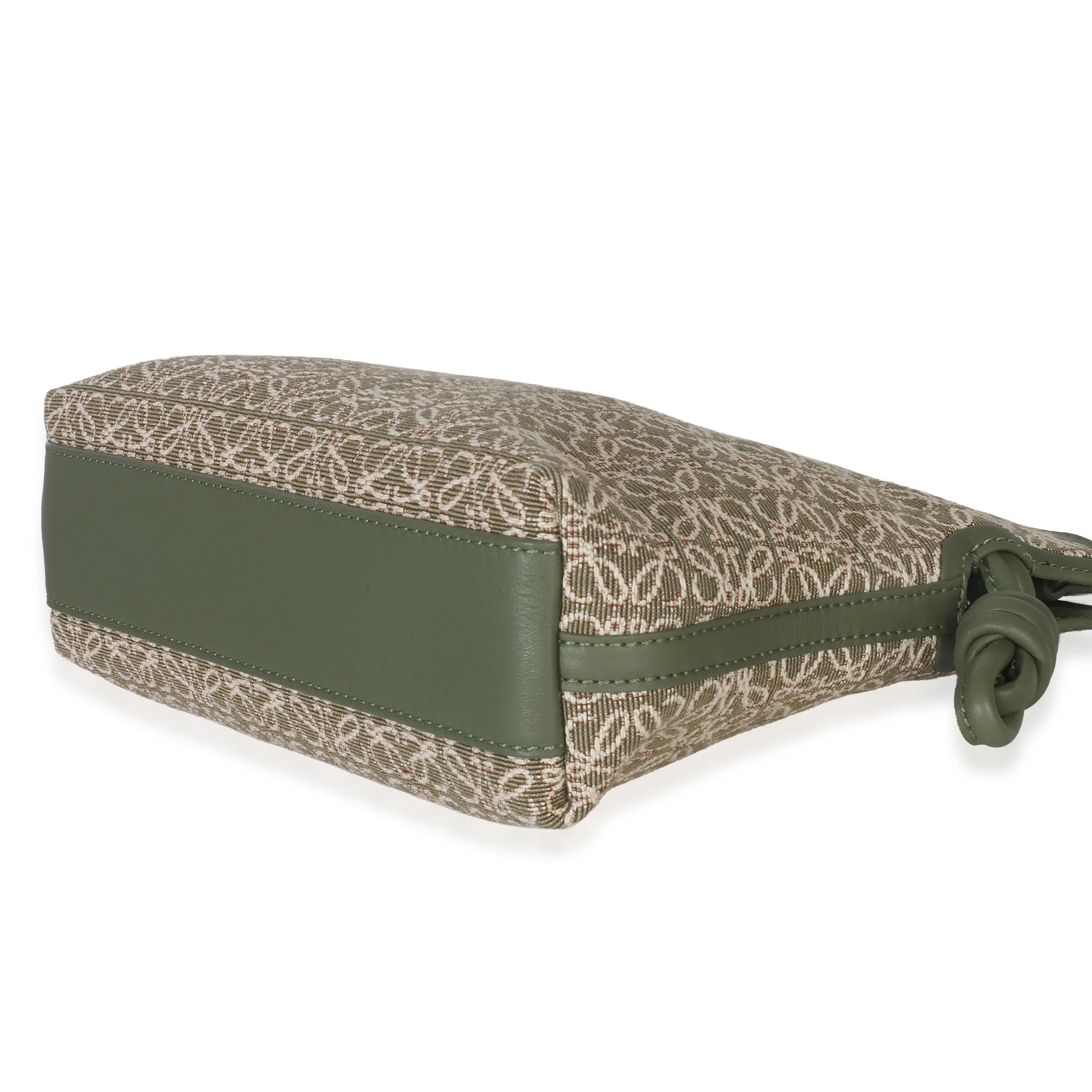 Vintage Khaki Jacquard Anagram Calfskin Mini Flamenco Knot Clutch - Image 5