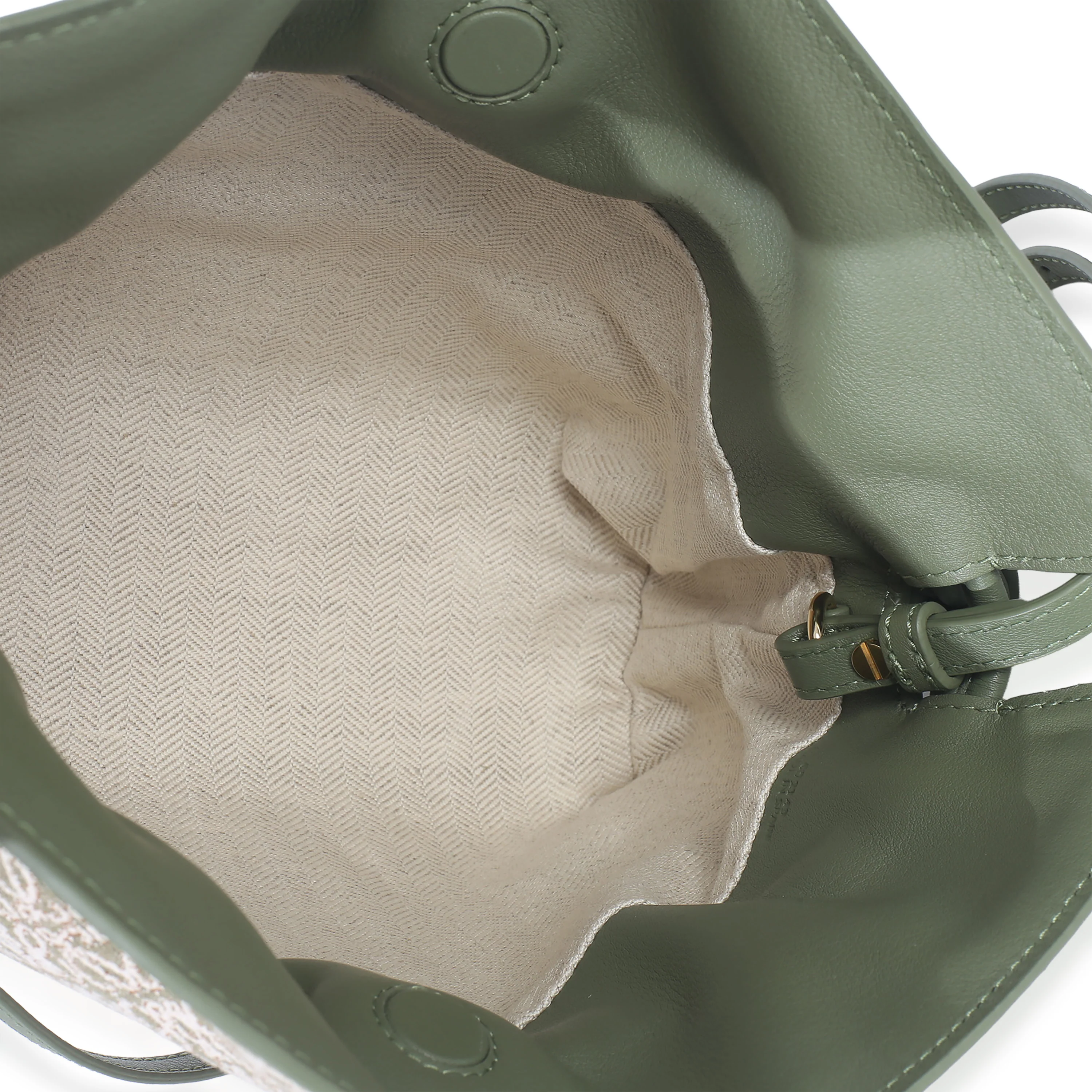 Vintage Khaki Jacquard Anagram Calfskin Mini Flamenco Knot Clutch - Image 8