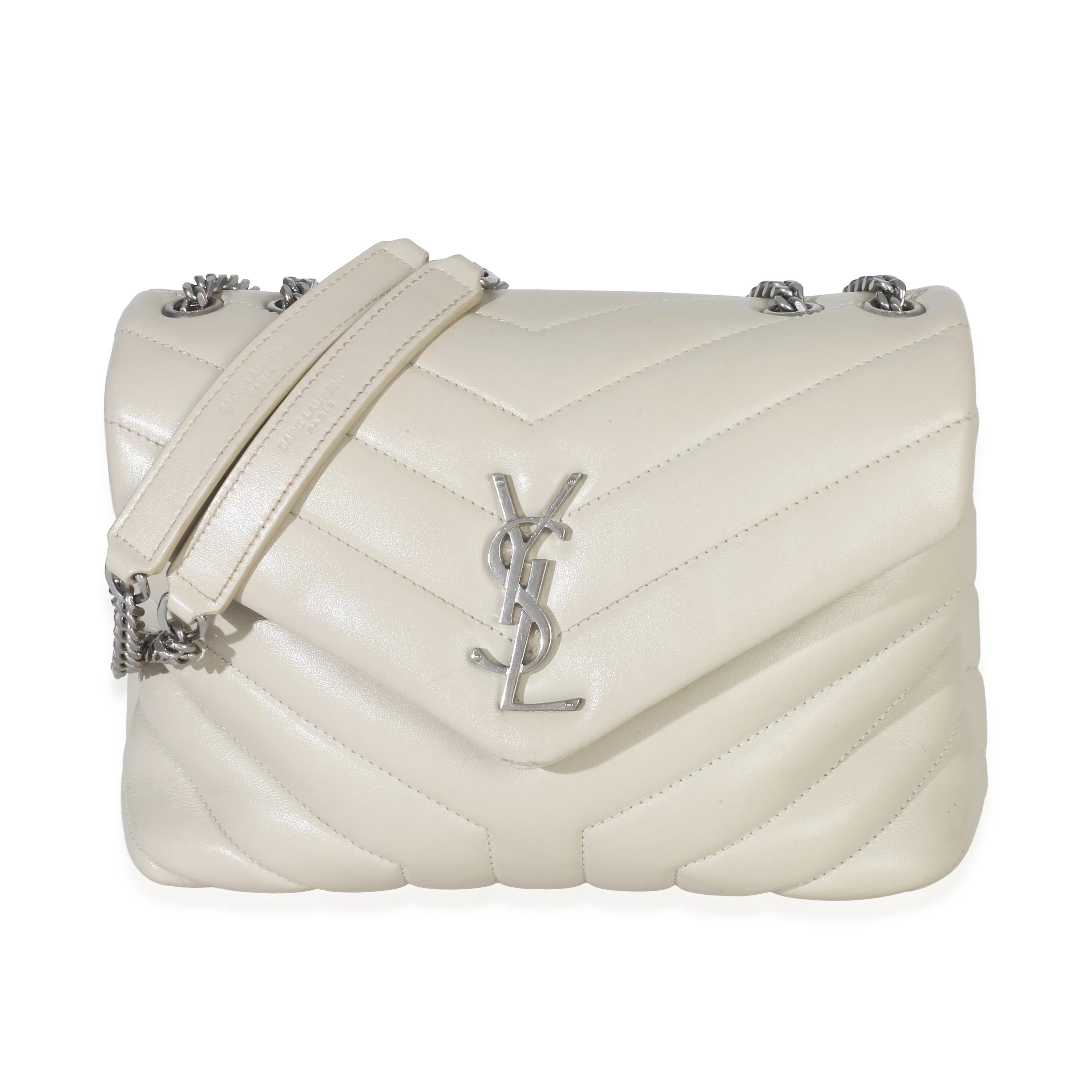 Beige Quilted Calfskin Small Loulou Bag