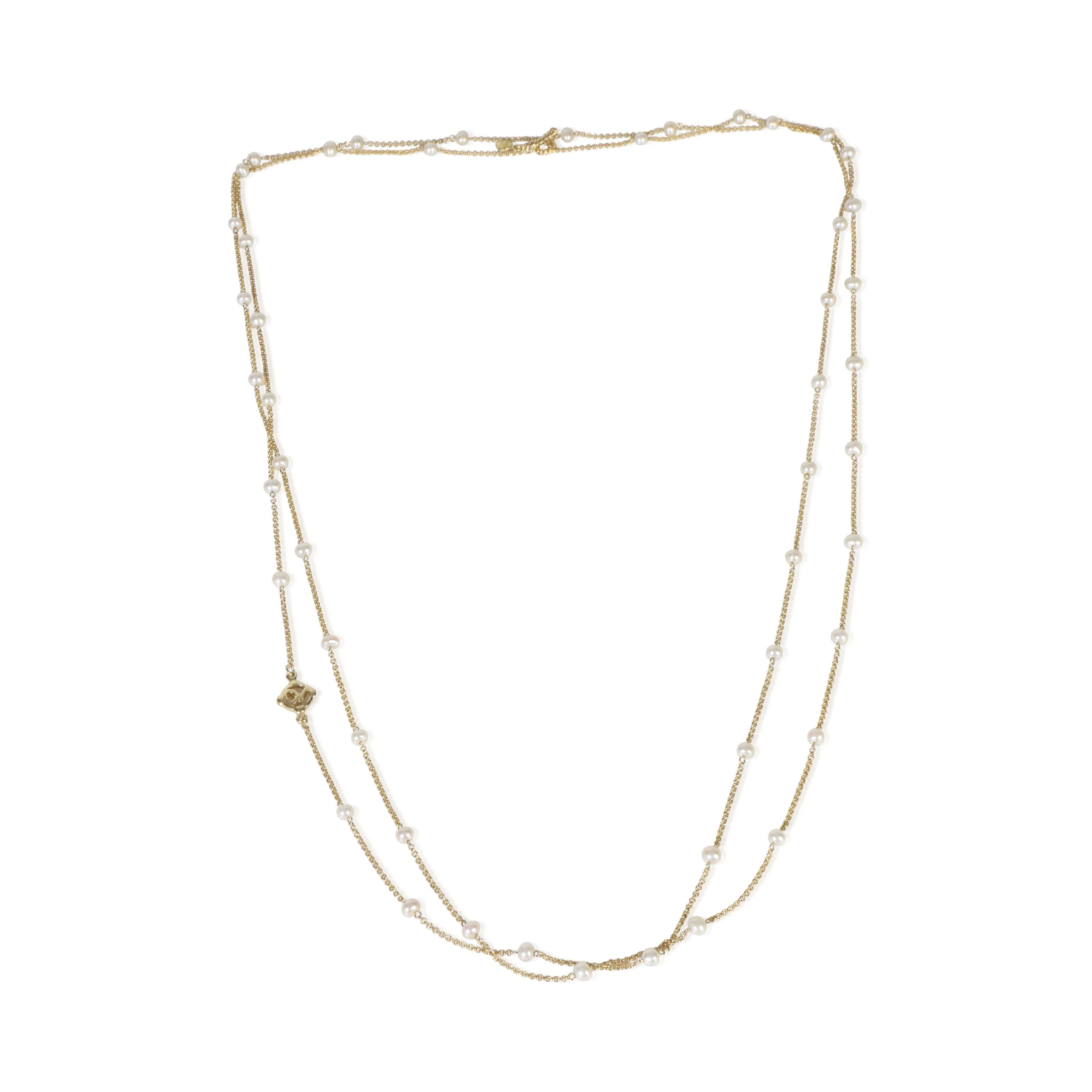Yellow Gold Pearl Necklace - Image 3