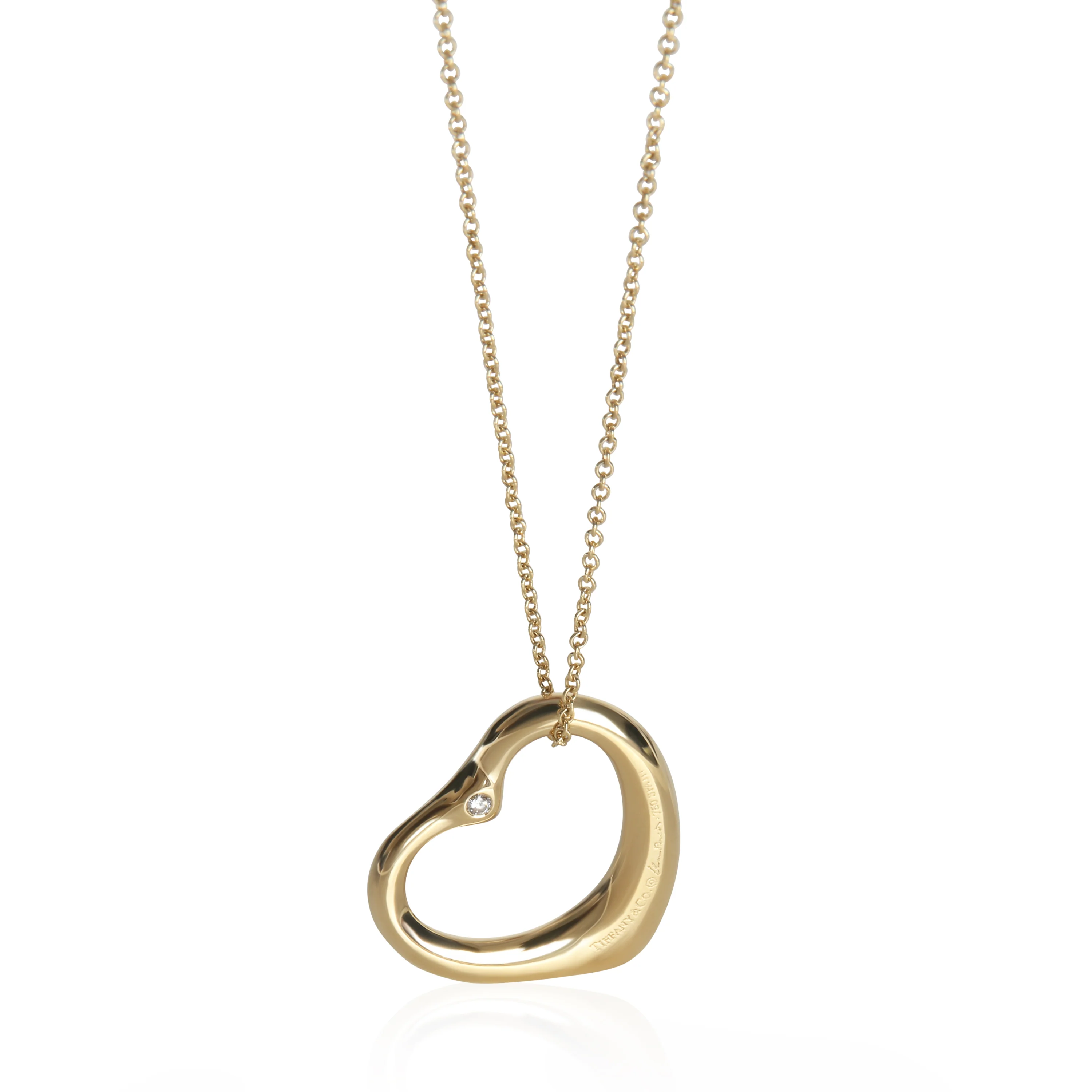 Yellow Gold Diamond Elsa Peretti Open Heart Pendant - Image 2