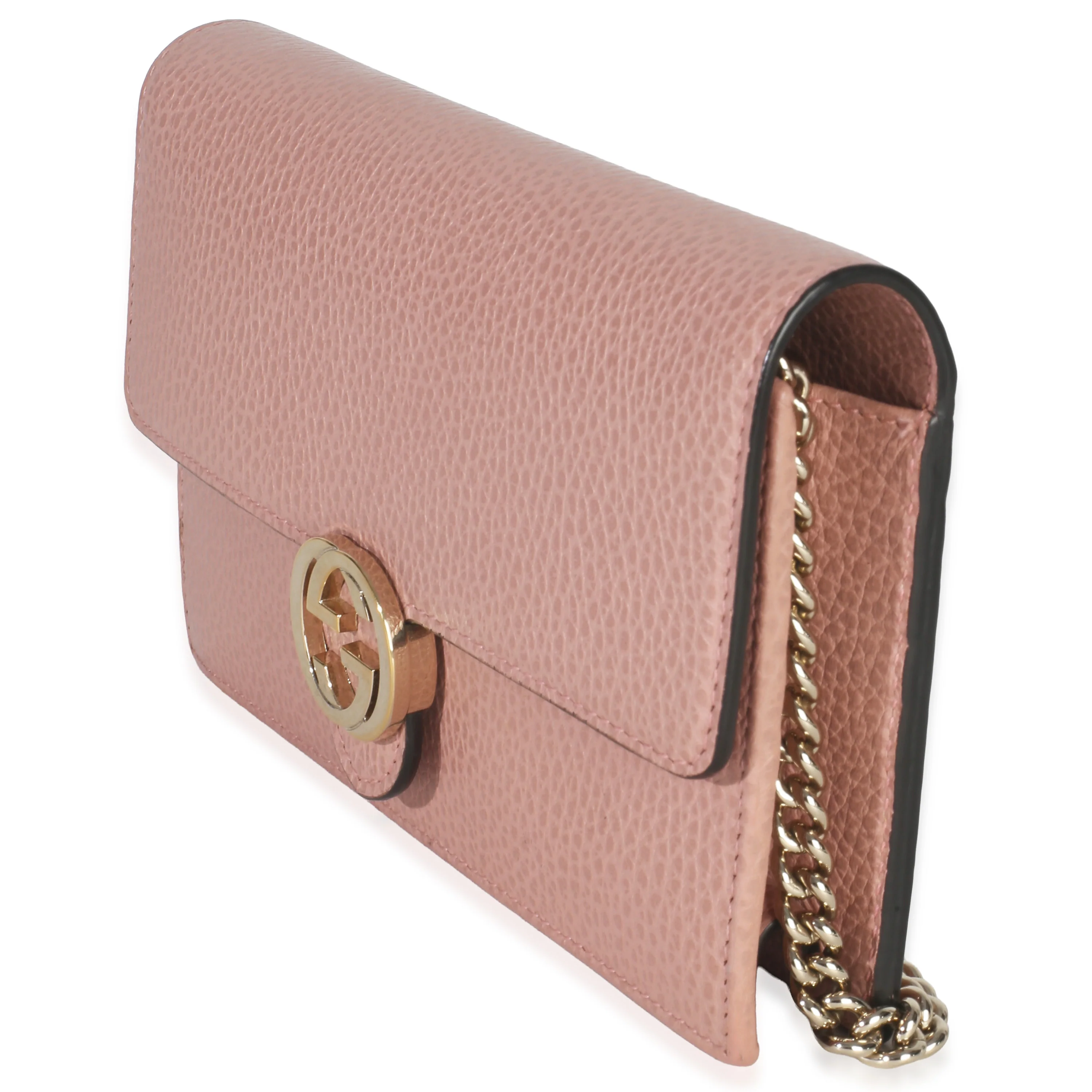 Pink Dollar Calfskin Interlocking G Wallet On Chain - Image 2