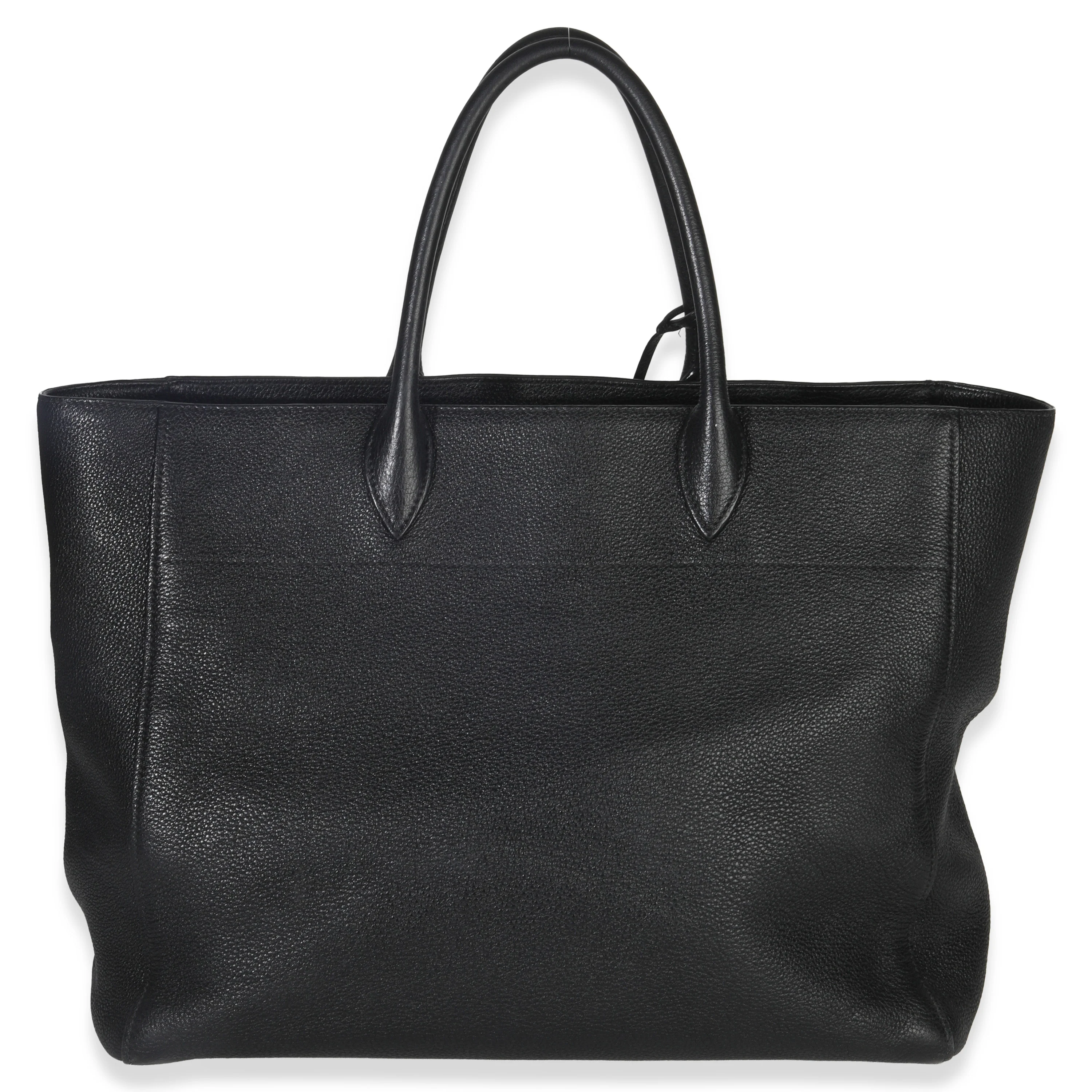 Black Vitello Daino Shopping Tote - Image 4