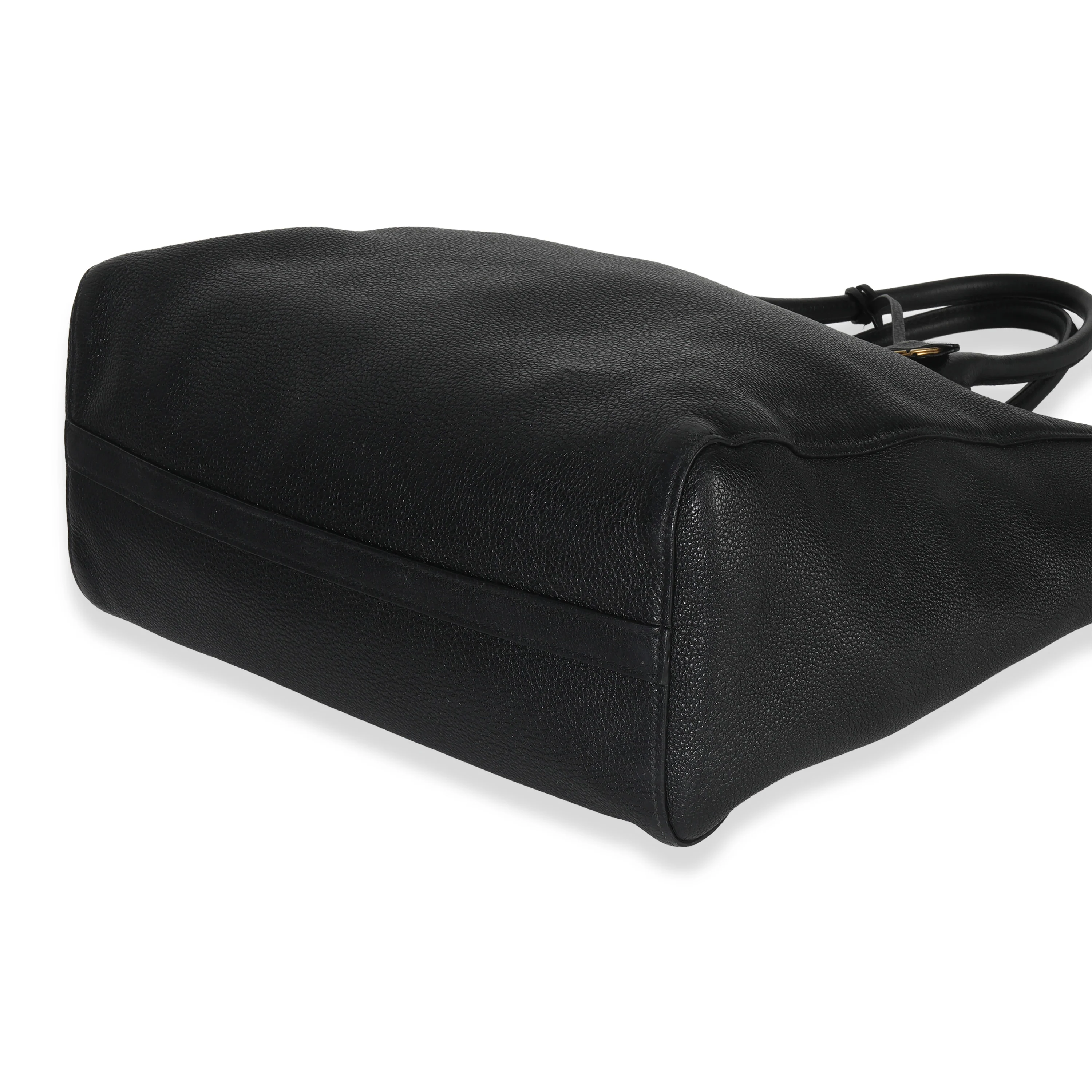 Black Vitello Daino Shopping Tote - Image 5