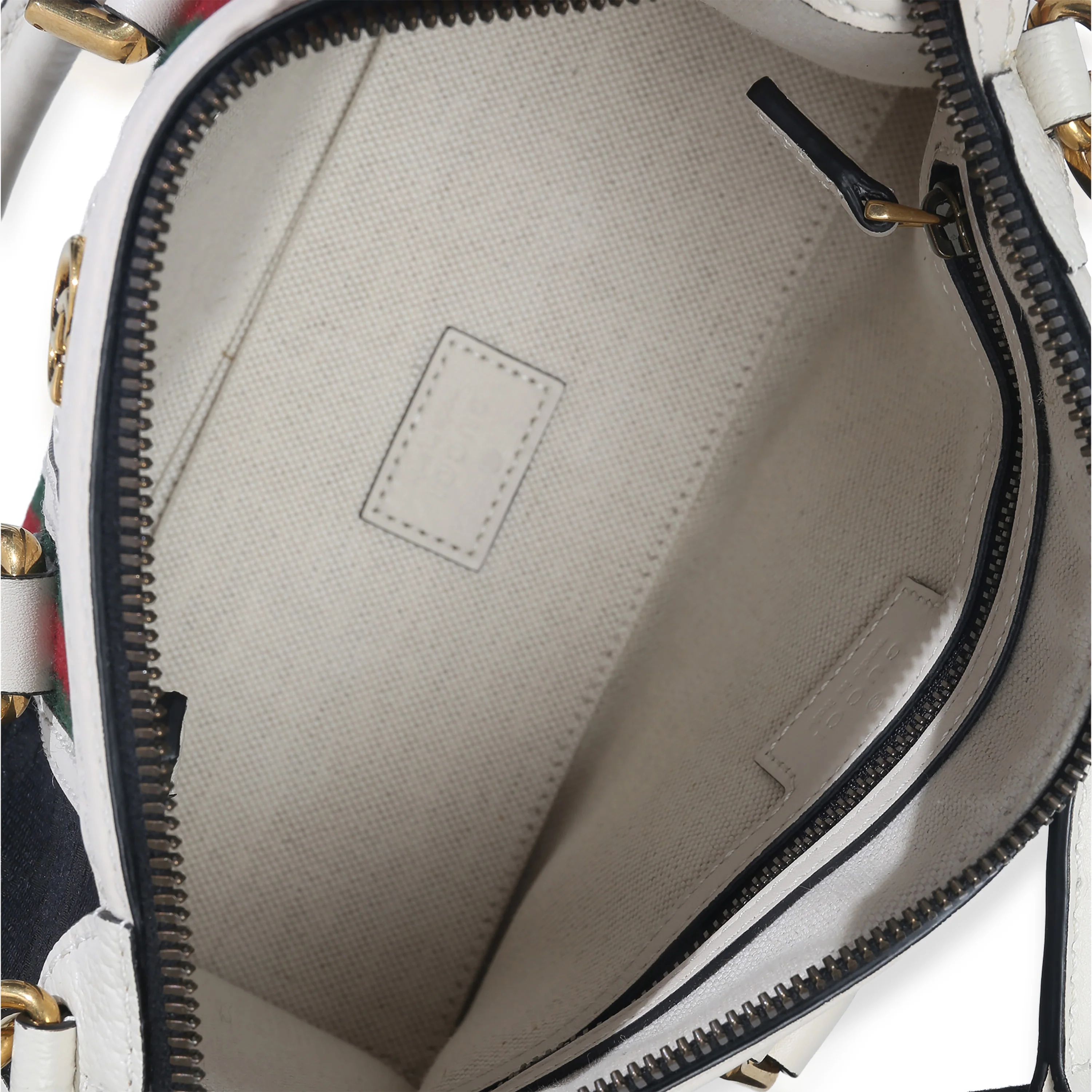 Black White Canvas Mini Double G Top Handle Bag - Image 9