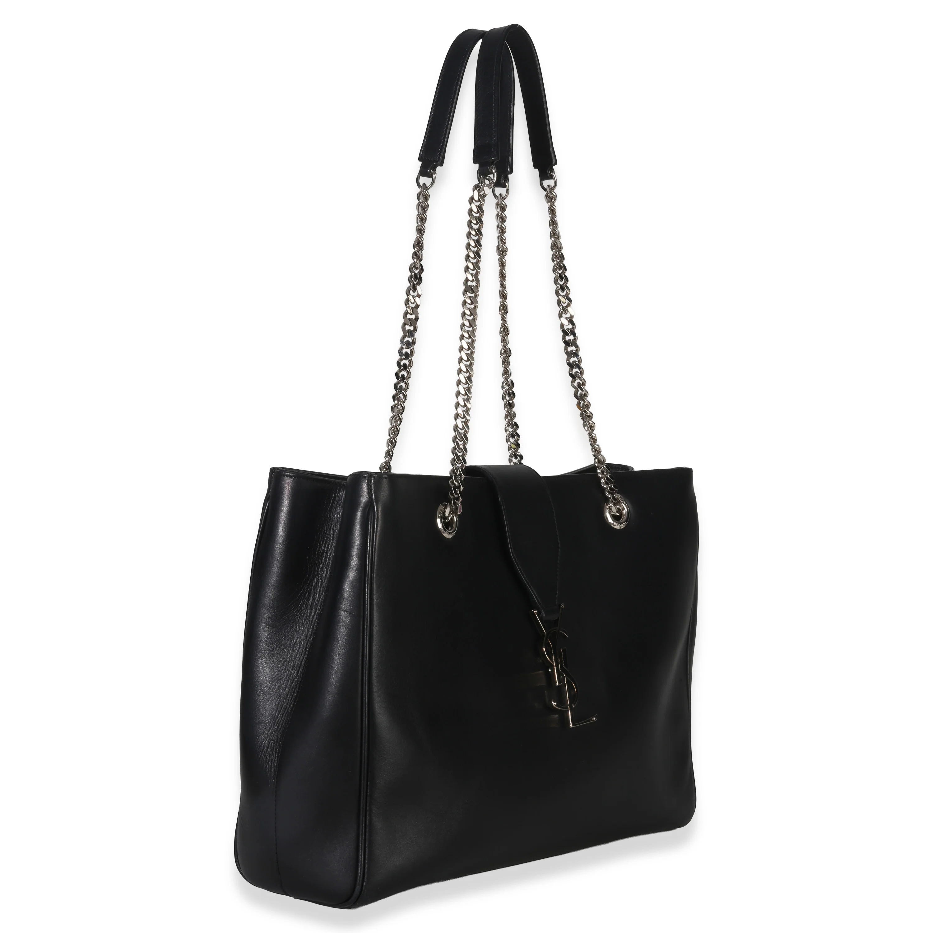 Black Smooth Leather Cassandre Tote Bag - Image 3