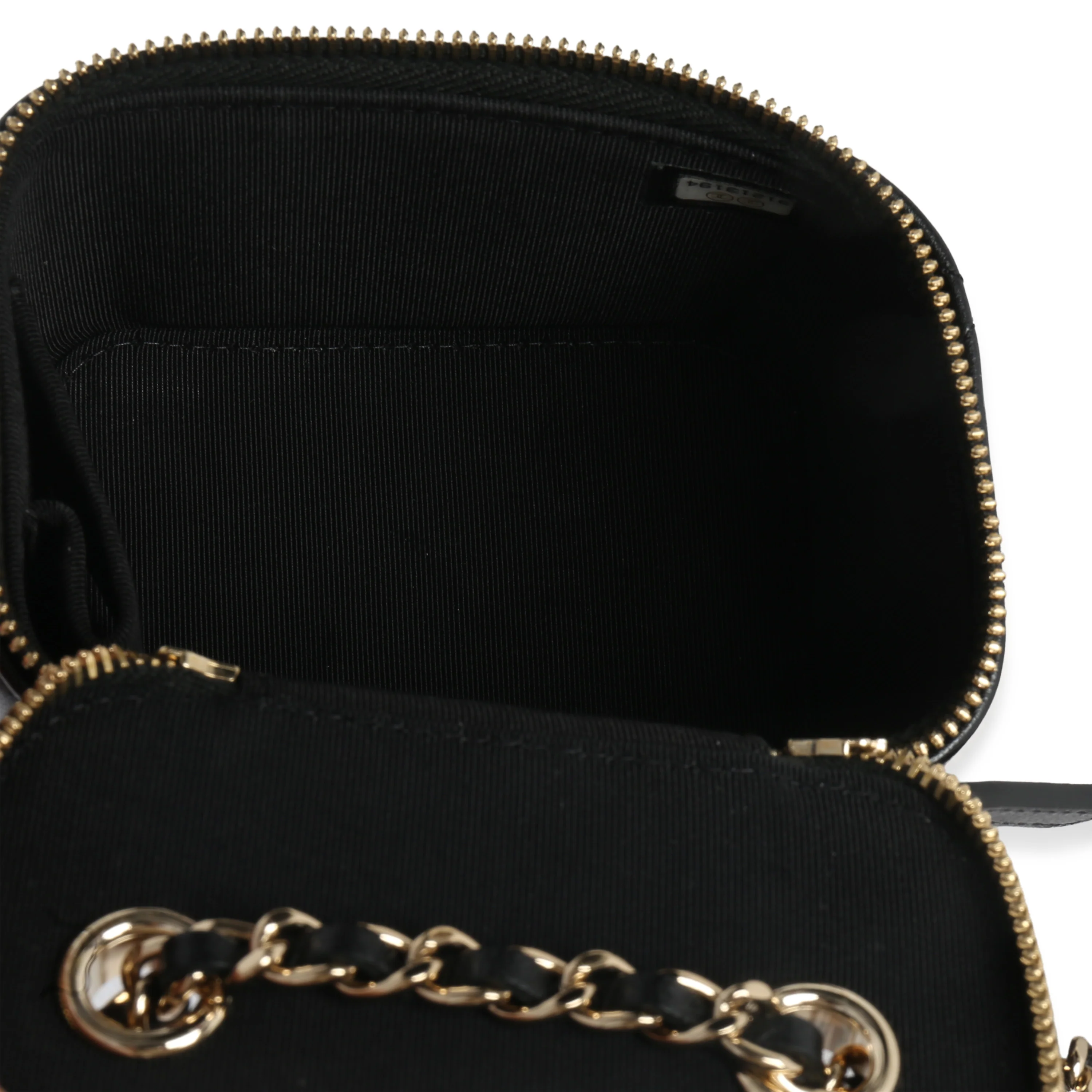 Black Quilted Lambskin Camellia Bow Chain Mini Vanity Case - Image 6