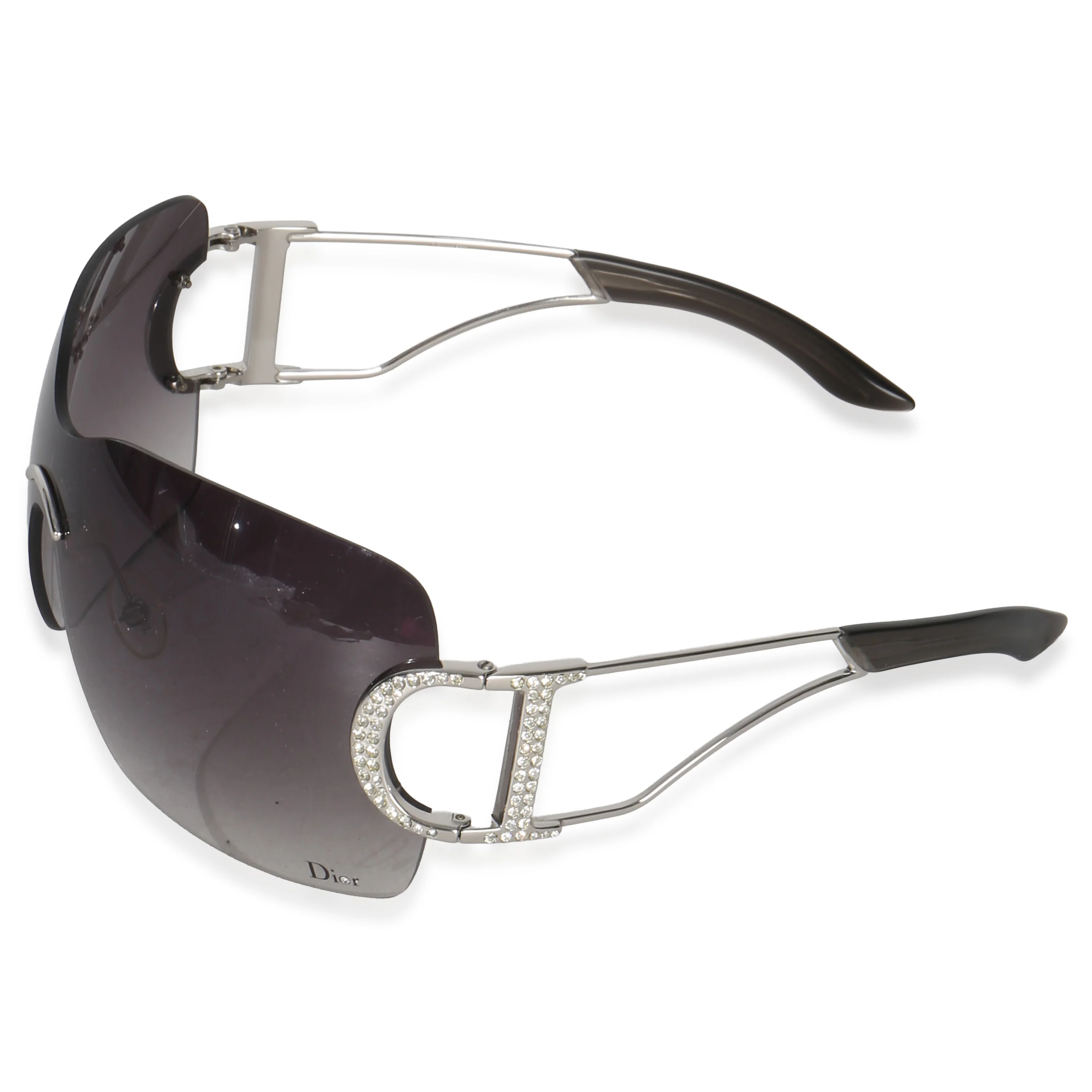 Diorly Crystal Logo Rimless Oversize Shield Sunglasses - Image 2