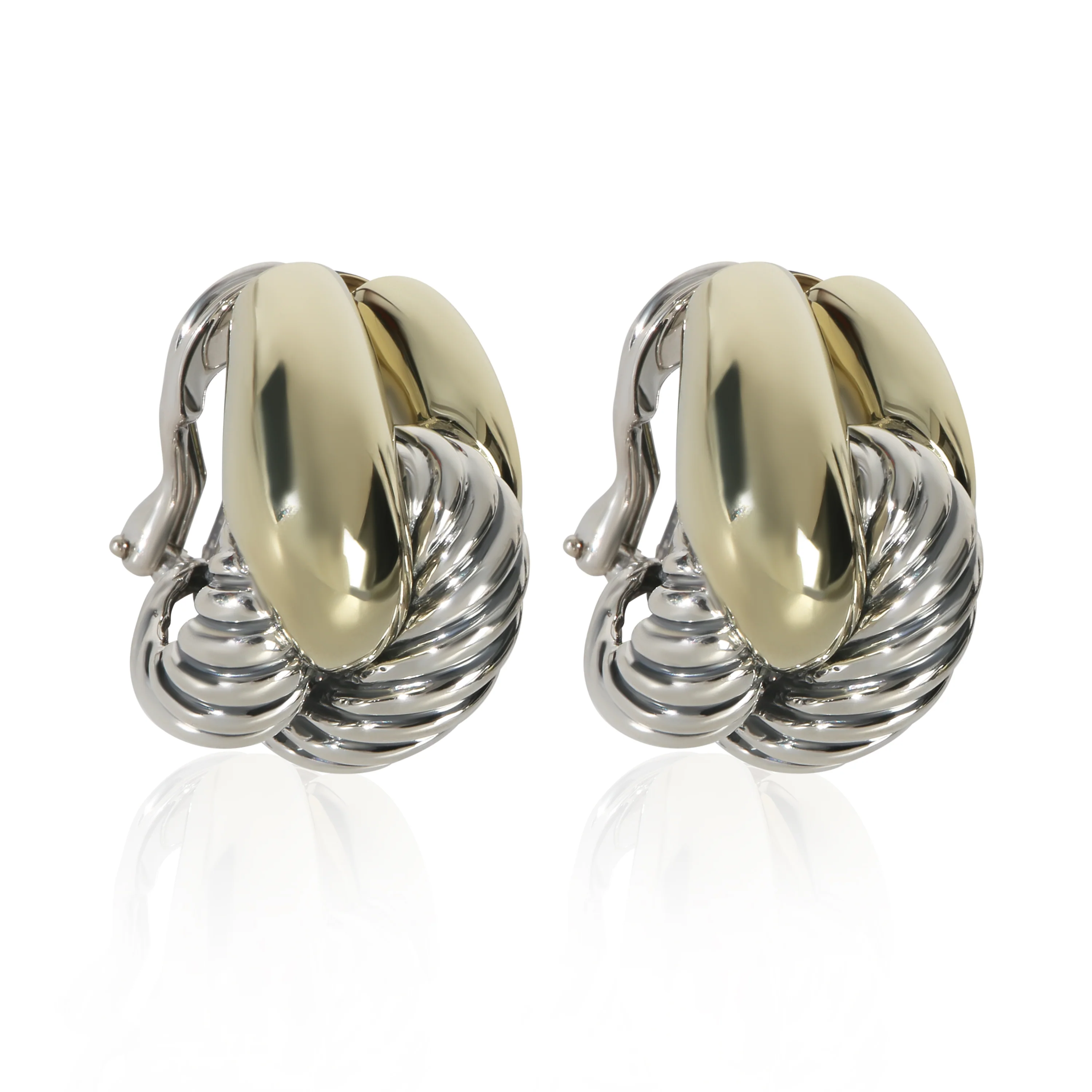 Yellow Gold & Sterling Silver Labyrinth Earrings
