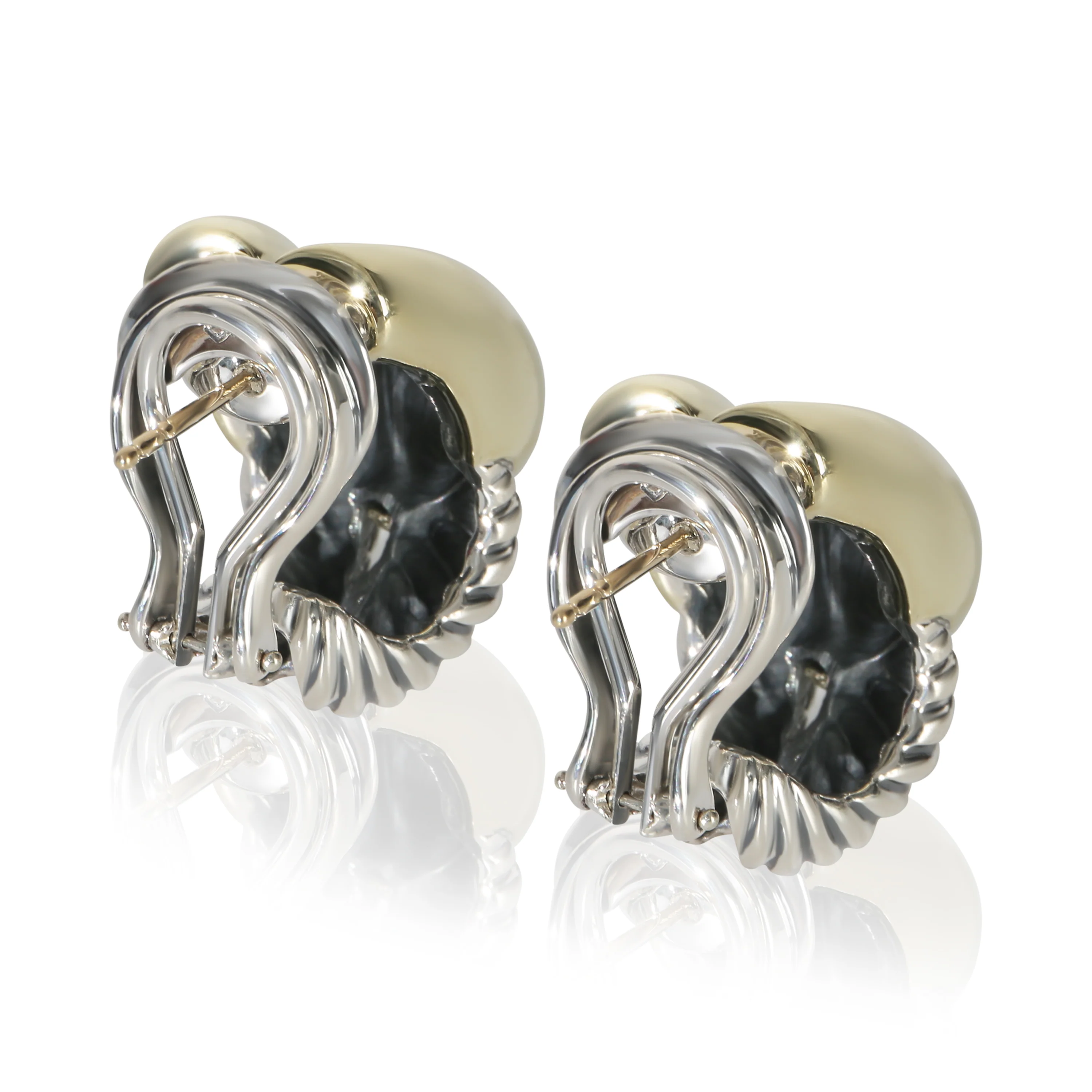 Yellow Gold & Sterling Silver Labyrinth Earrings - Image 3