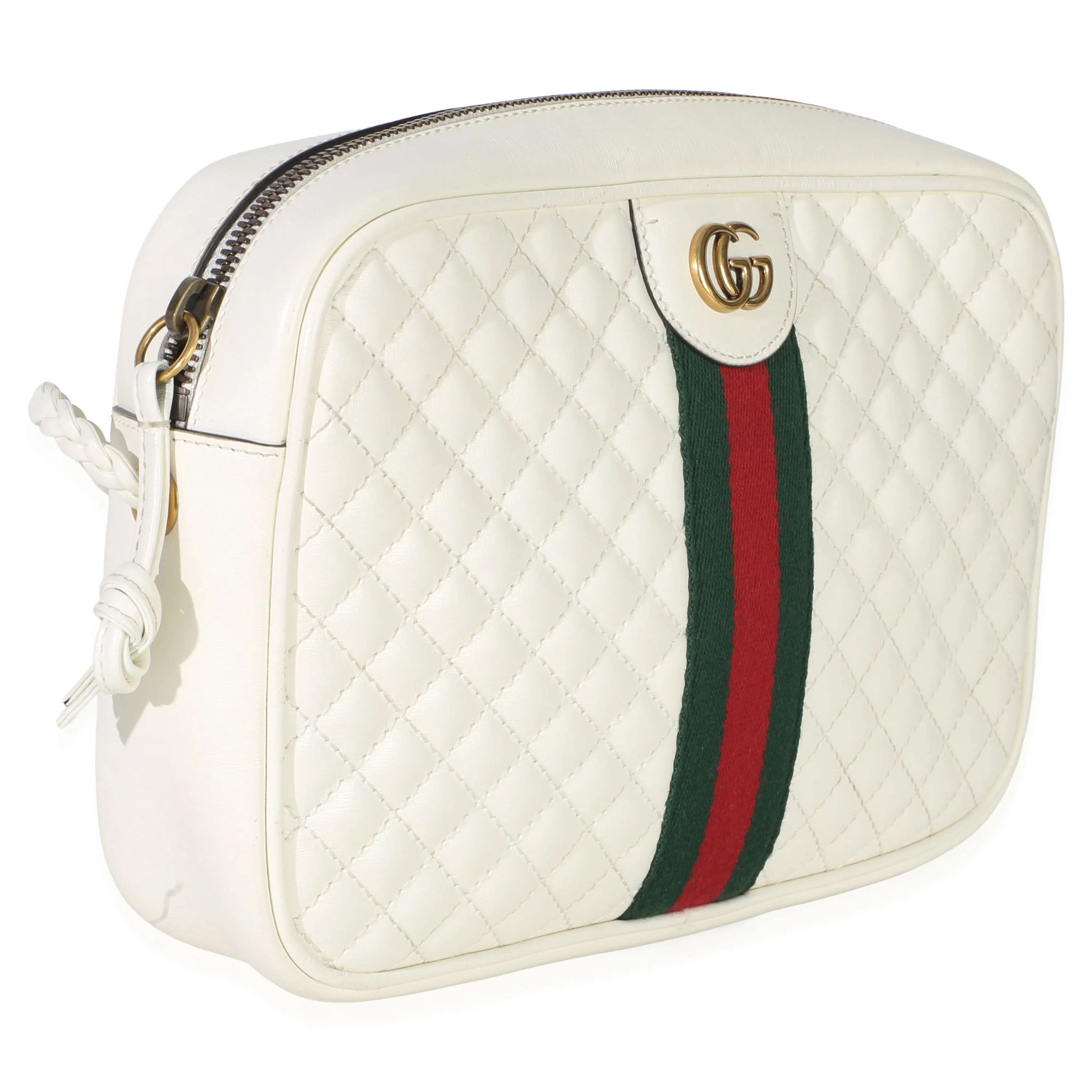 White Calfskin Web Trapuntata Medium GG Shoulder Bag - Image 3