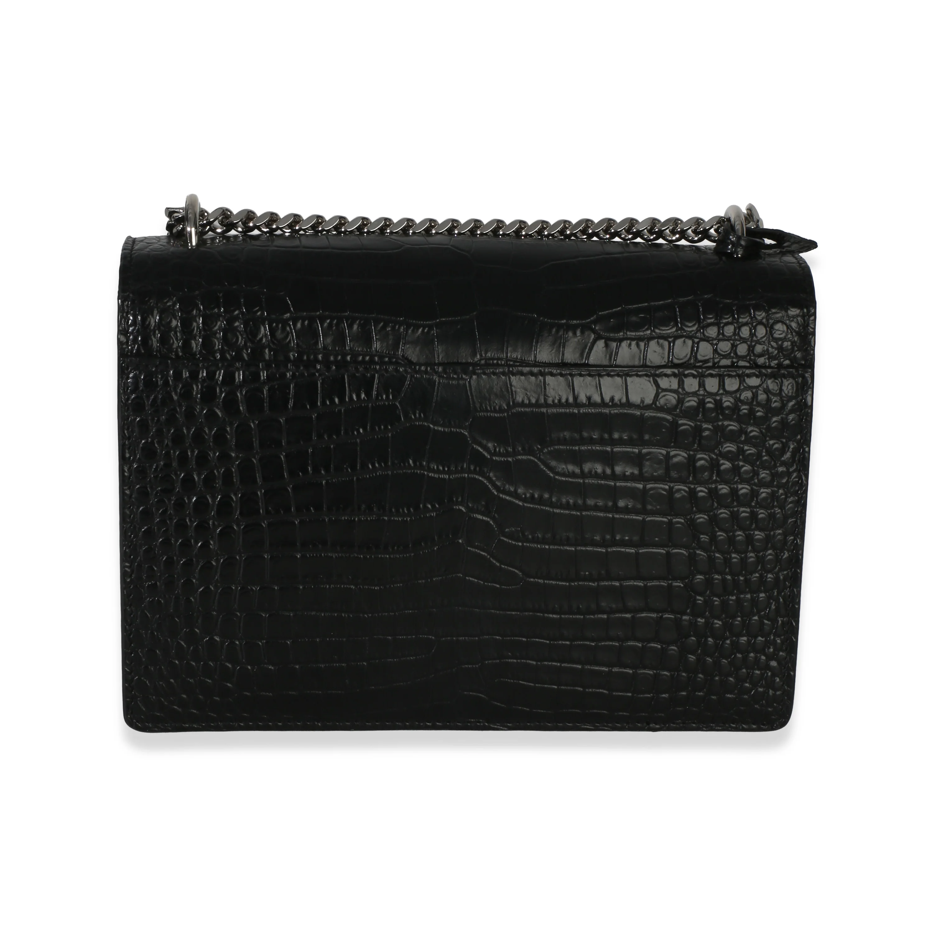 Black Croc Embossed Calfskin Medium Monogram Sunset Bag - Image 4