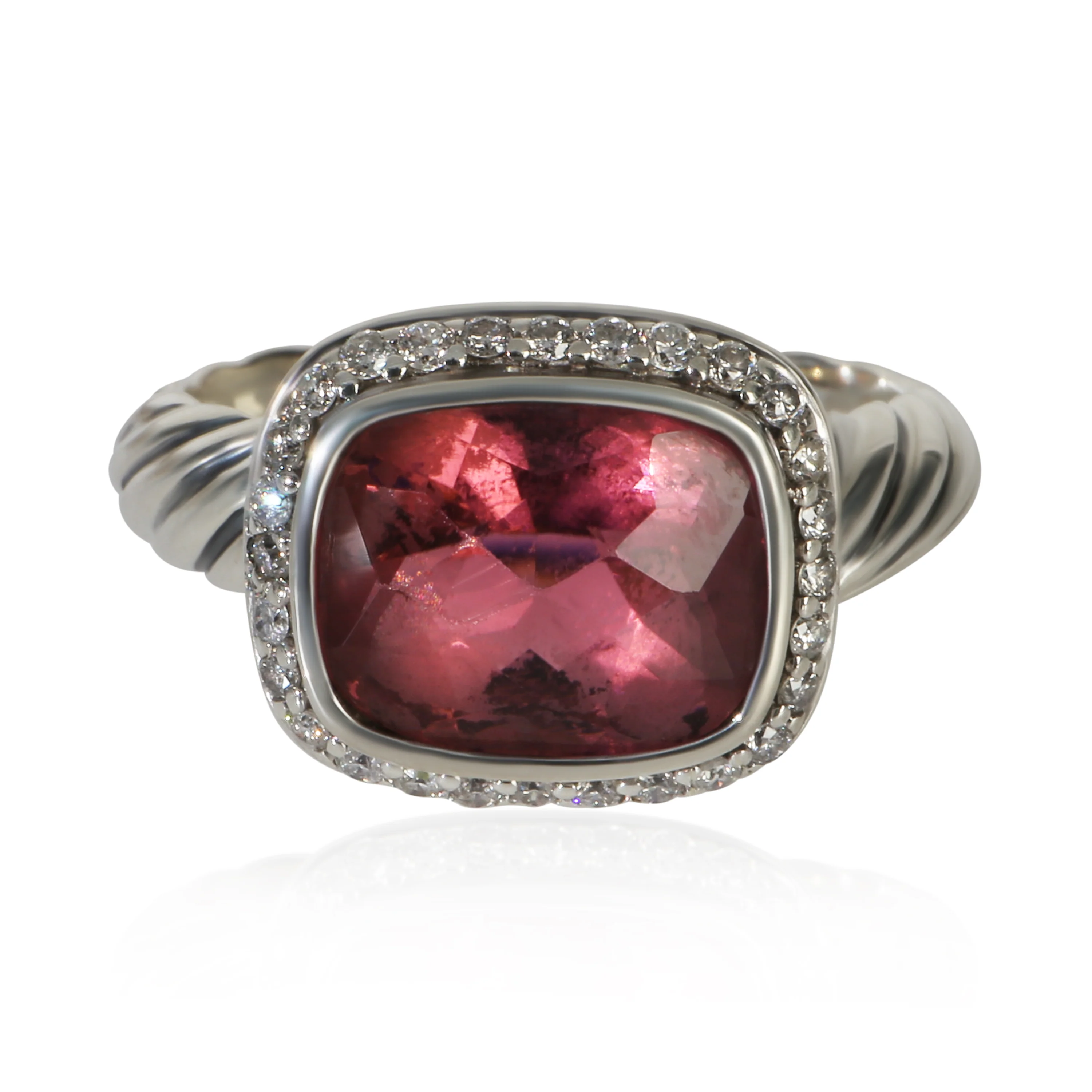 Sterling Silver Tourmaline and Diamond Noblesse Ring