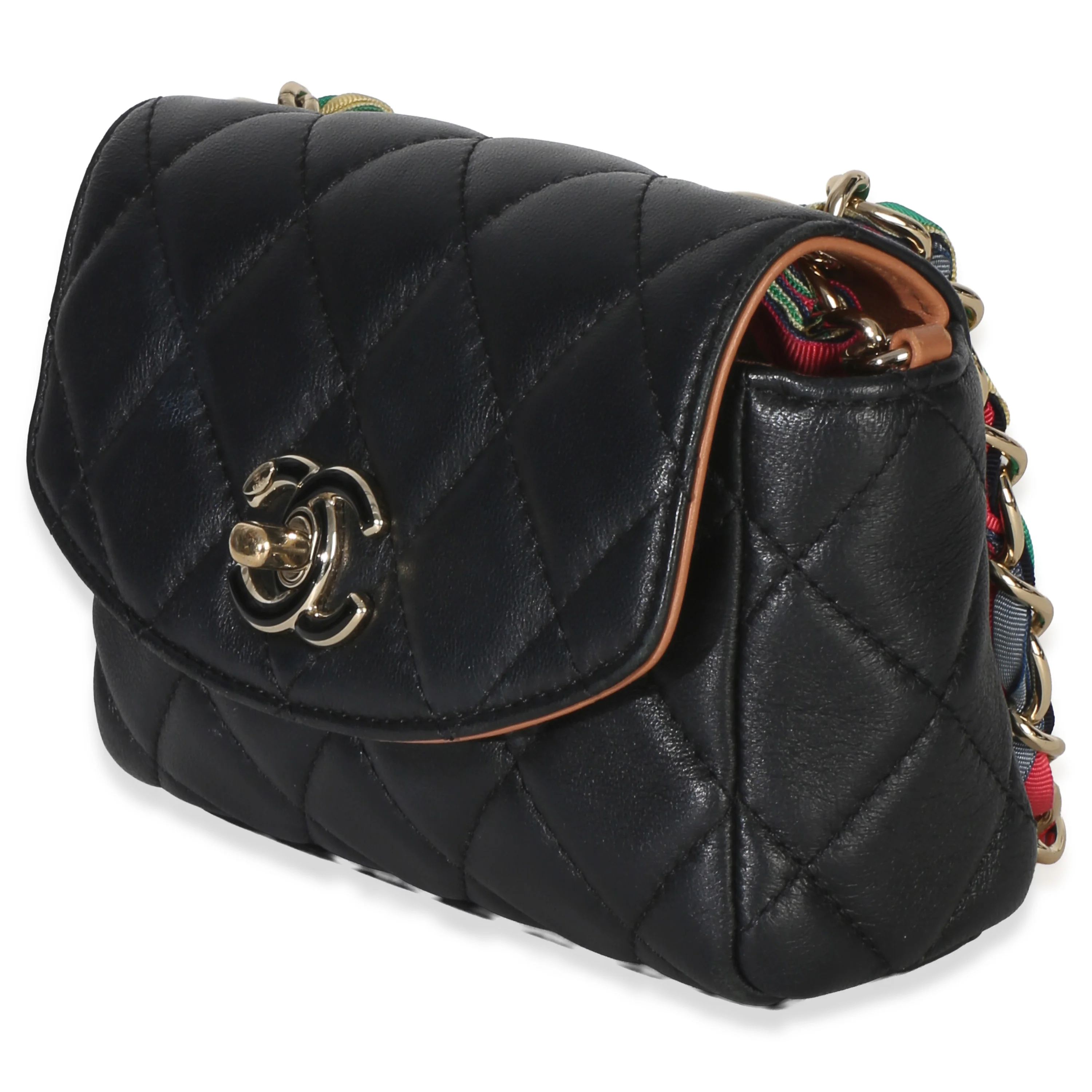 Black Quilted Lambskin Ribbon Chain Small Cocovado Flap Bag - Image 2