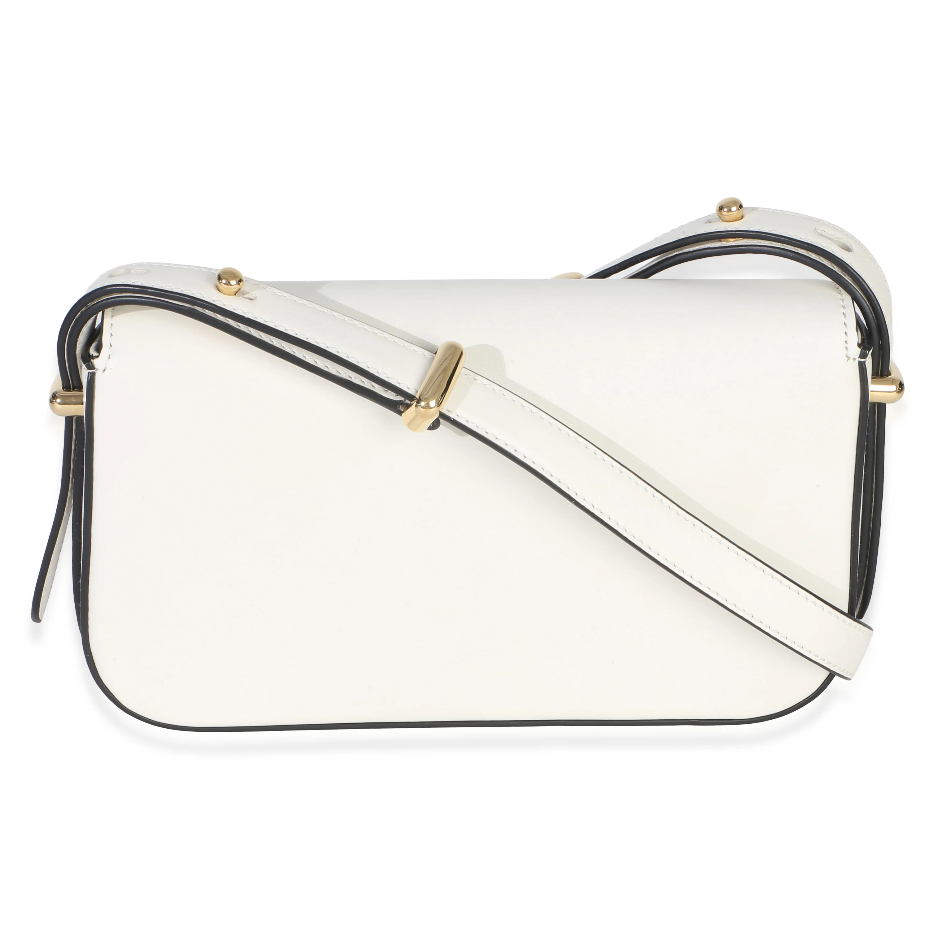 White Smooth Calfskin Triangle Logo Flap Bag - Image 4