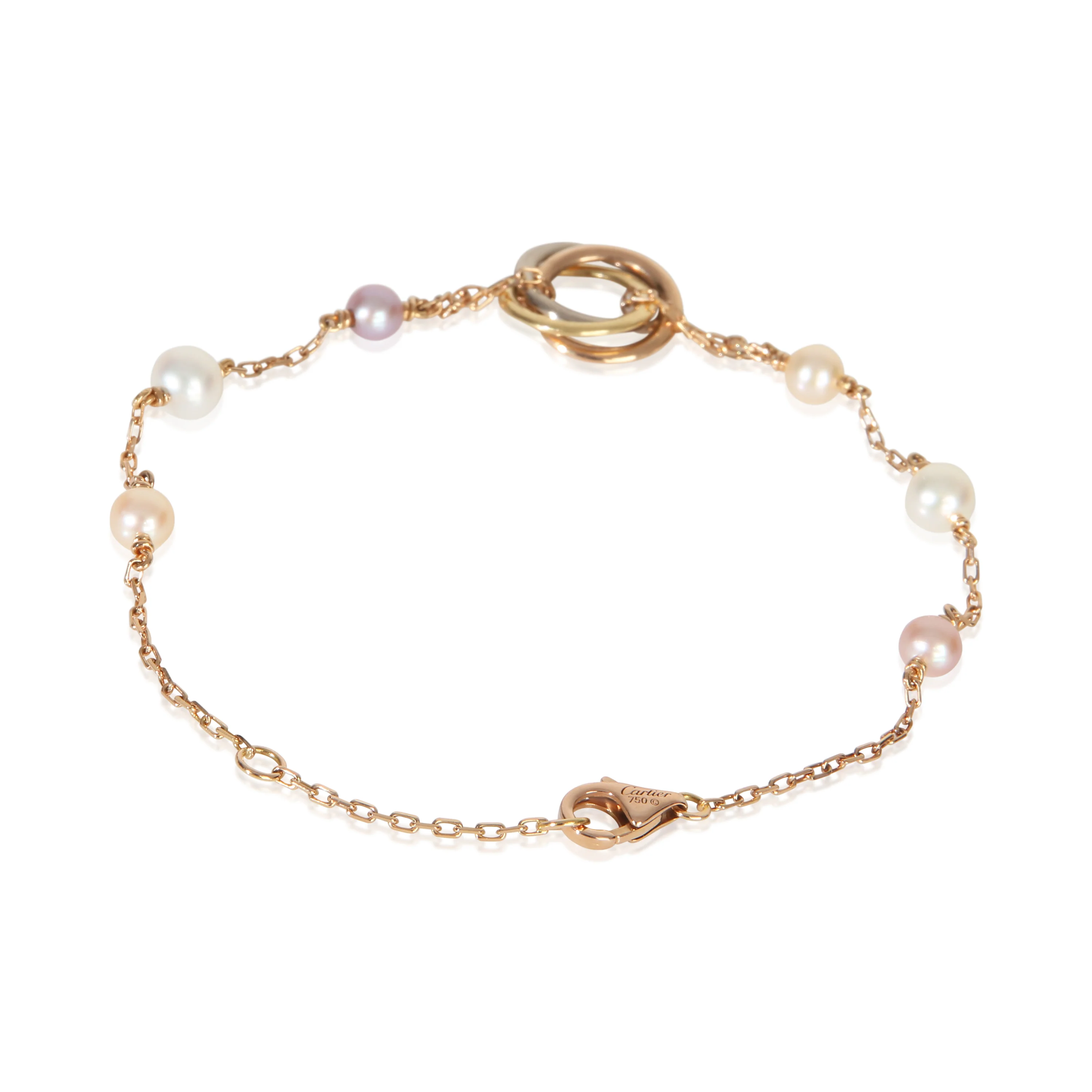 3-Tone Gold Pearl Trinity Bracelet - Image 3
