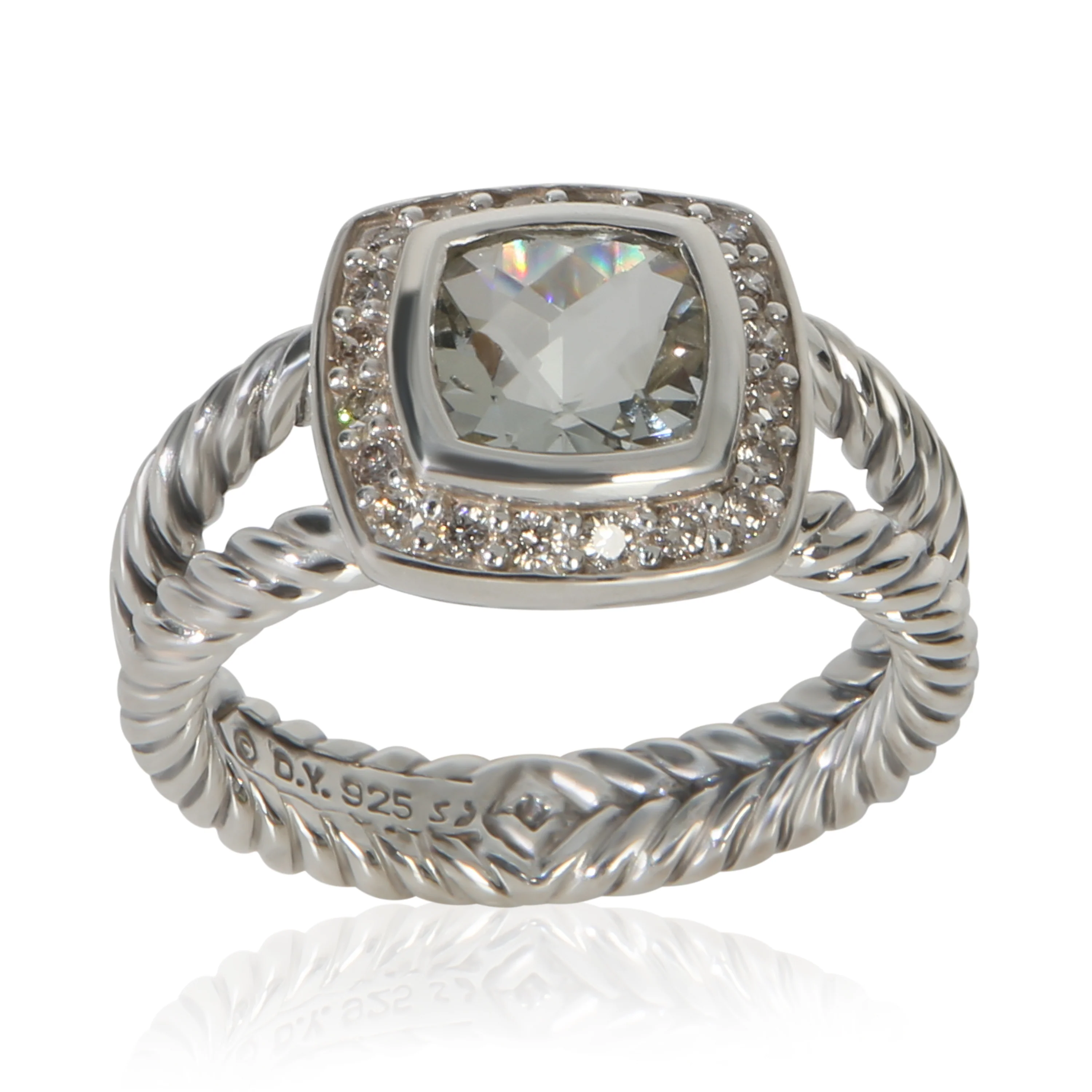 Sterling Silver Prasiolite and Diamond Petite Albion Ring - Image 4