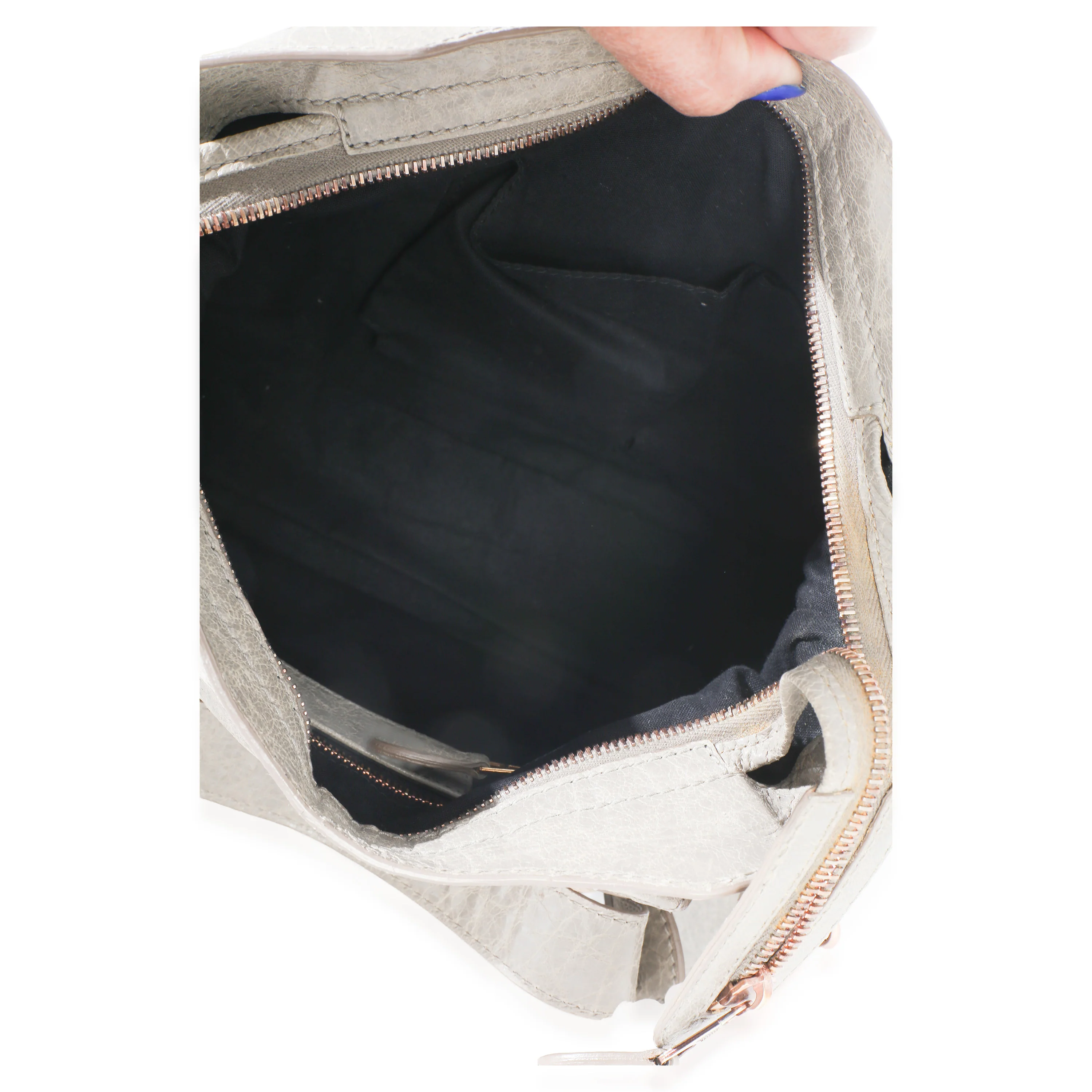 Light Grey Agneau Rose Gold Hardware Giant 12 Town Bag - Image 9