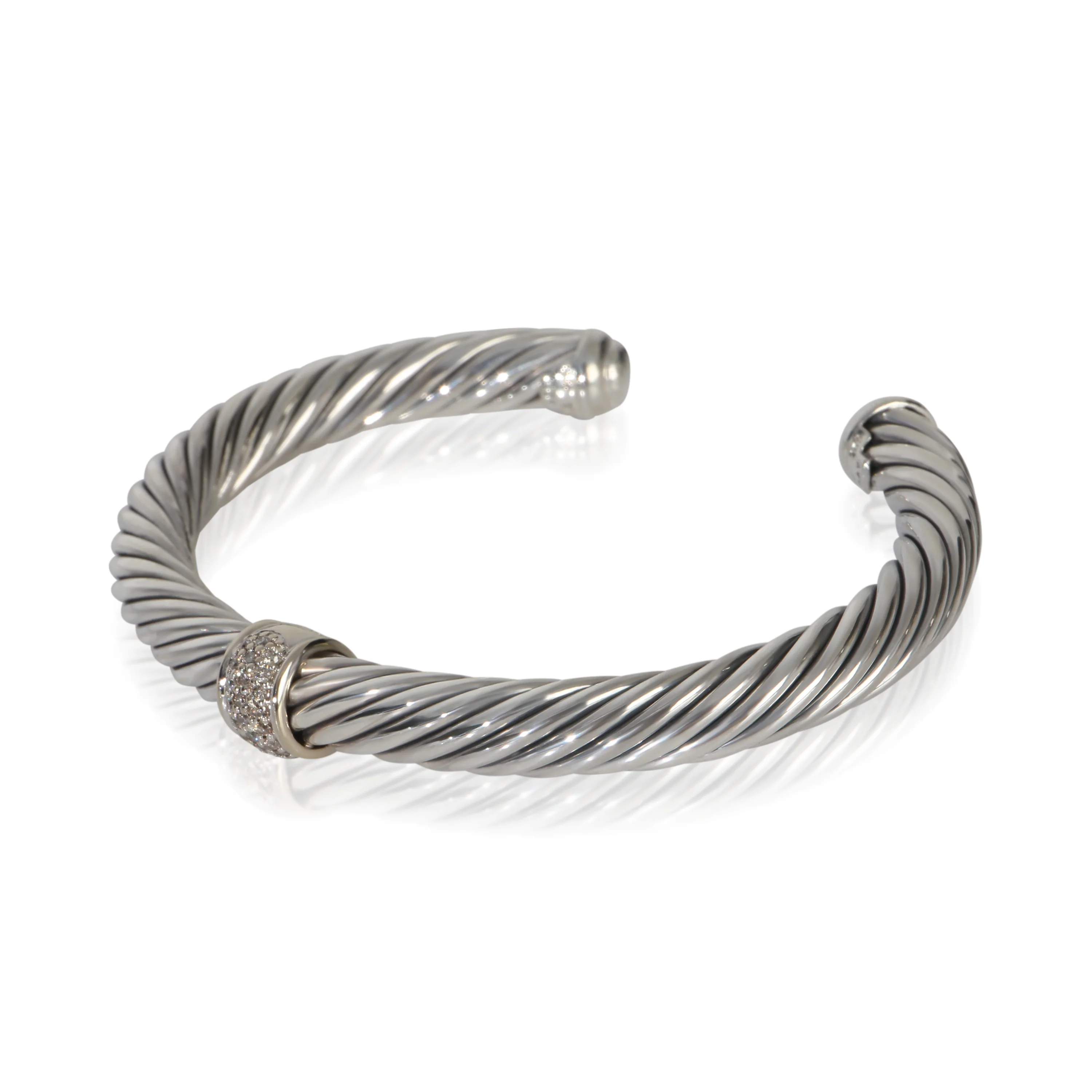 Sterling Silver Diamond Single Station Cable Bracelet - Image 2