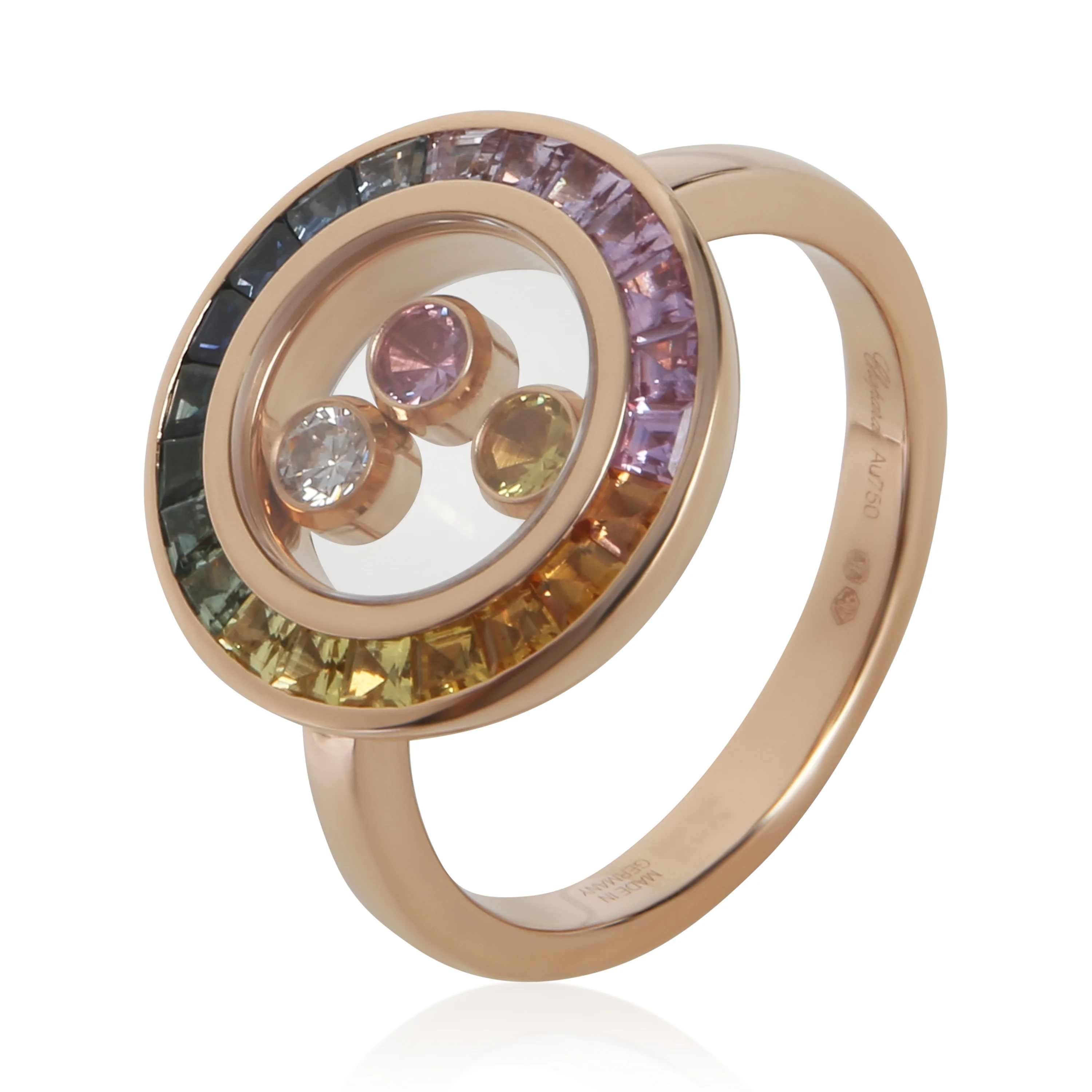 Rose Gold Sapphire and Diamond Happy Diamond Ring - Image 4