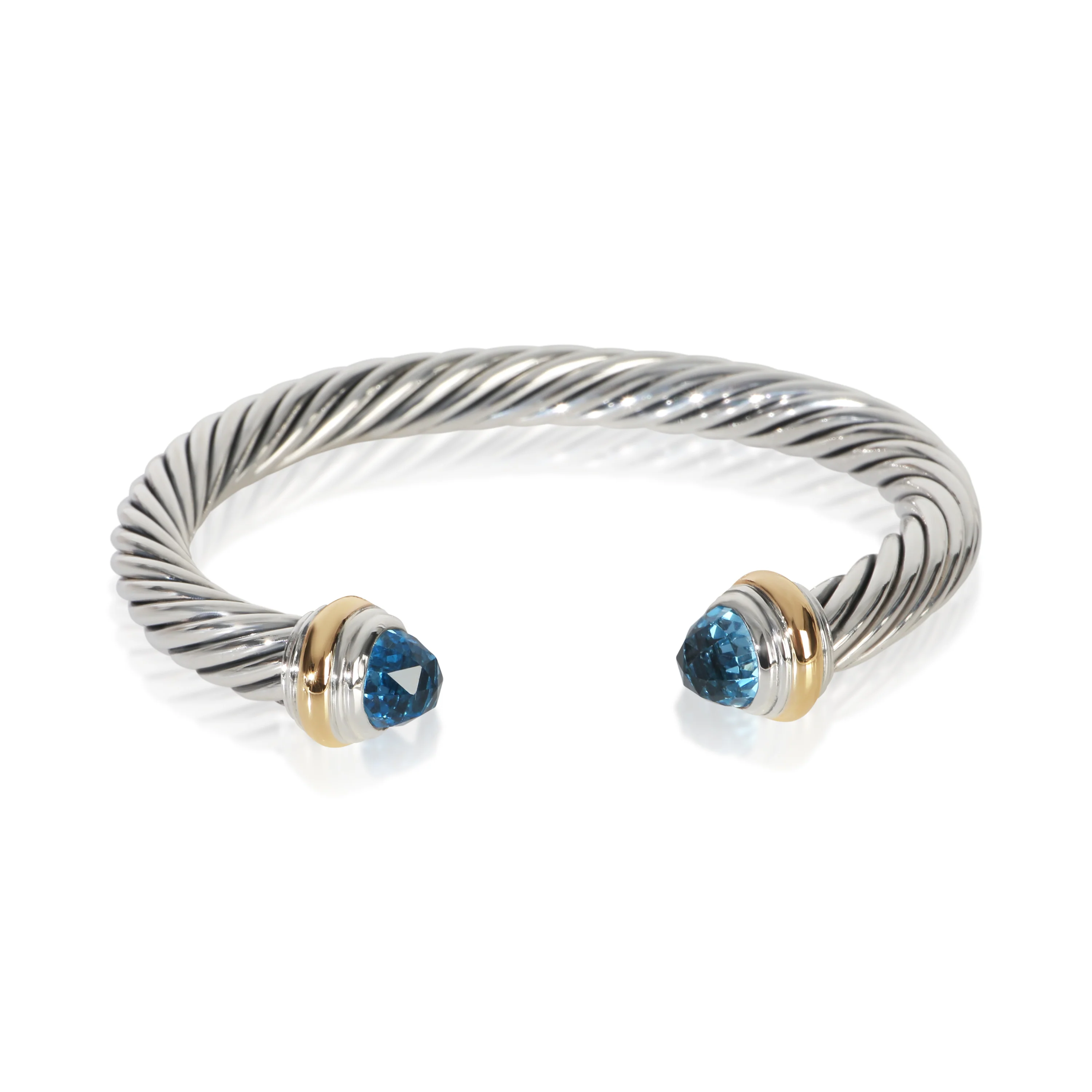 Yellow Gold & Sterling Silver Topaz Cable Classic Bracelet