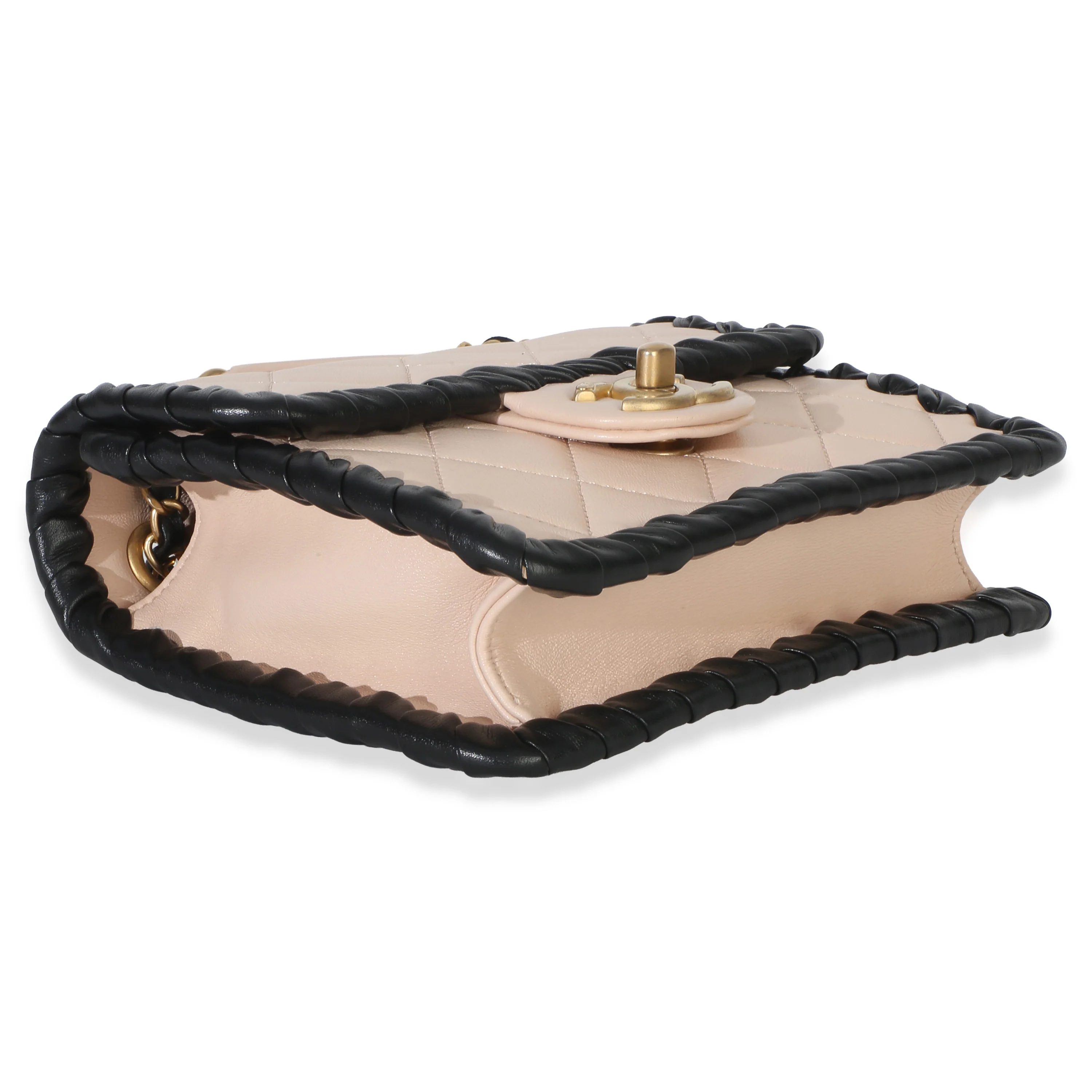 Black Beige Braided Calfskin Mini My Own Frame Flap Bag - Image 6