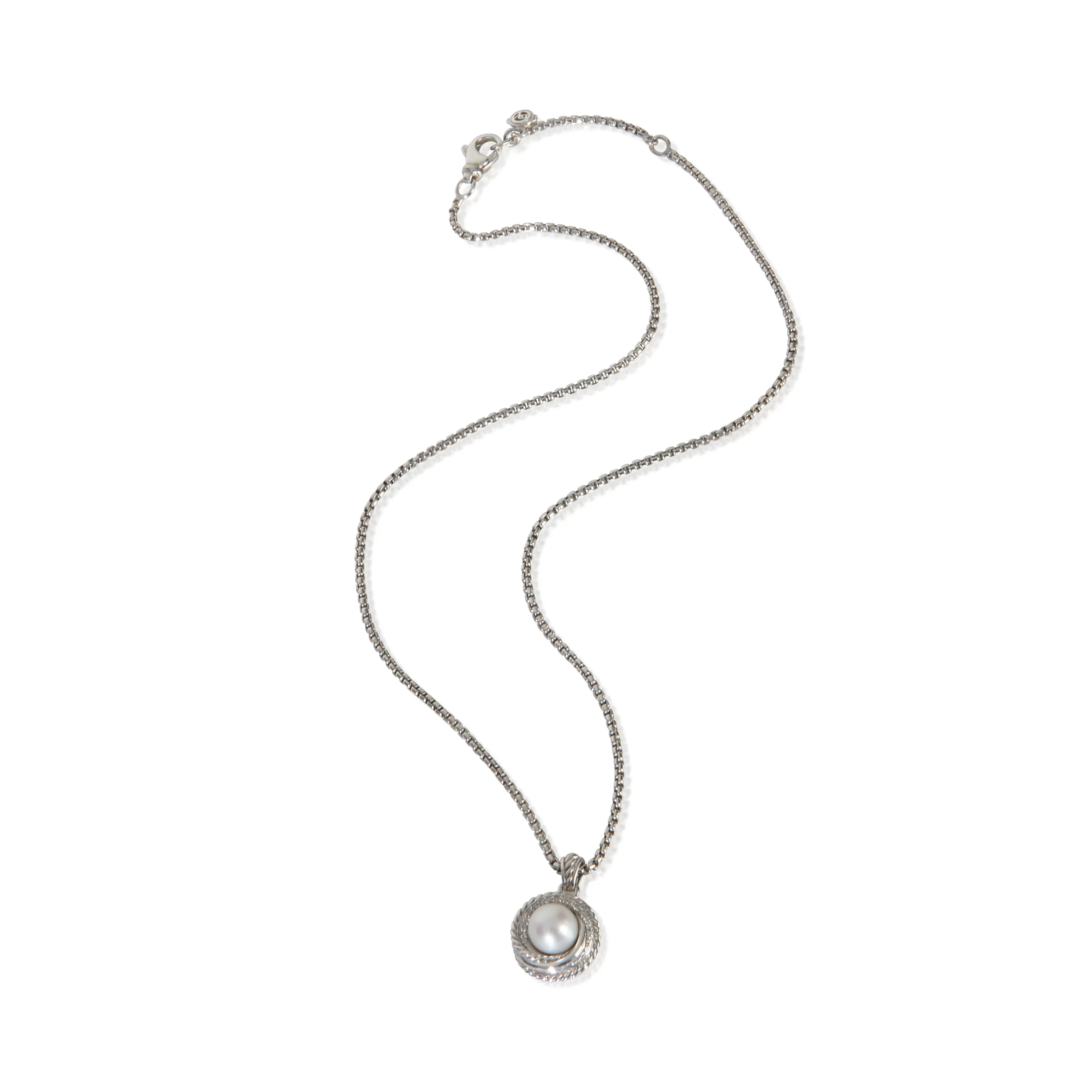 Sterling Silver Pearl and Diamond Crossover Pendant - Image 3