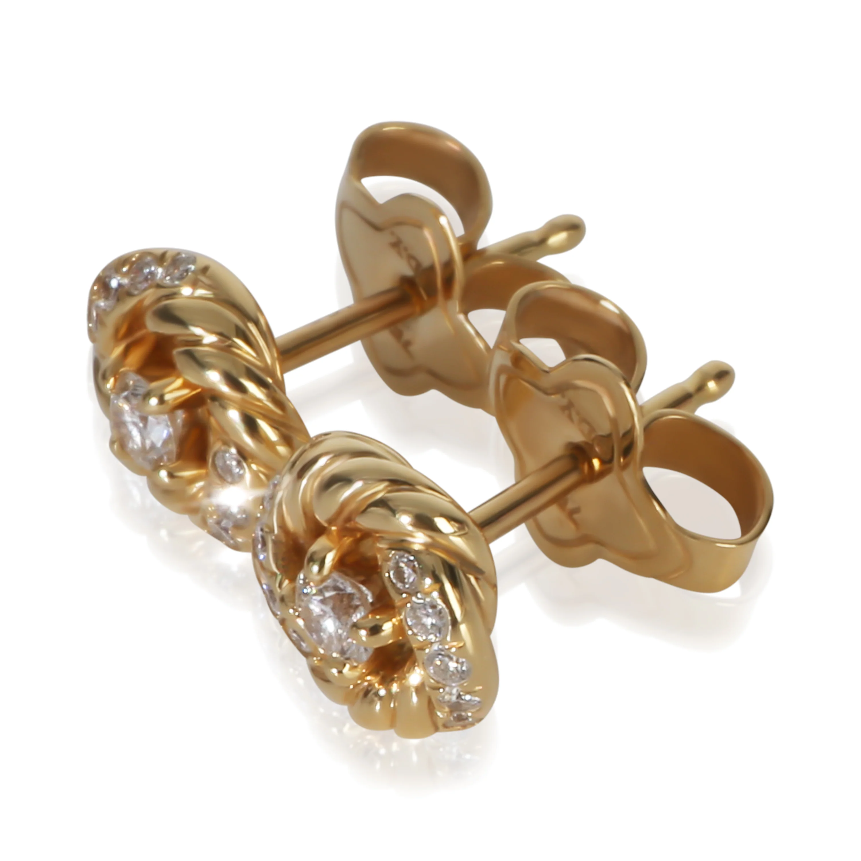 Yellow Gold Diamond Petite Infinity Stud Earrings - Image 2