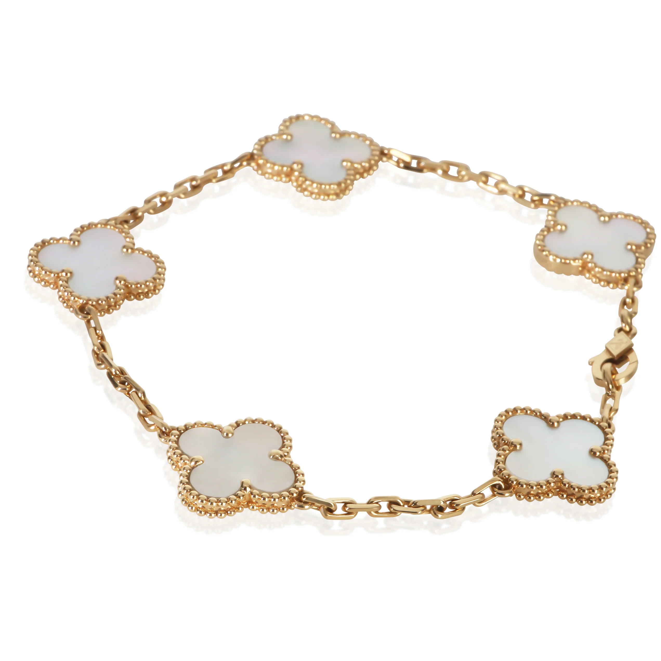 Yellow Gold Mother Of Pearl Vintage Alhambra Bracelet - Image 2