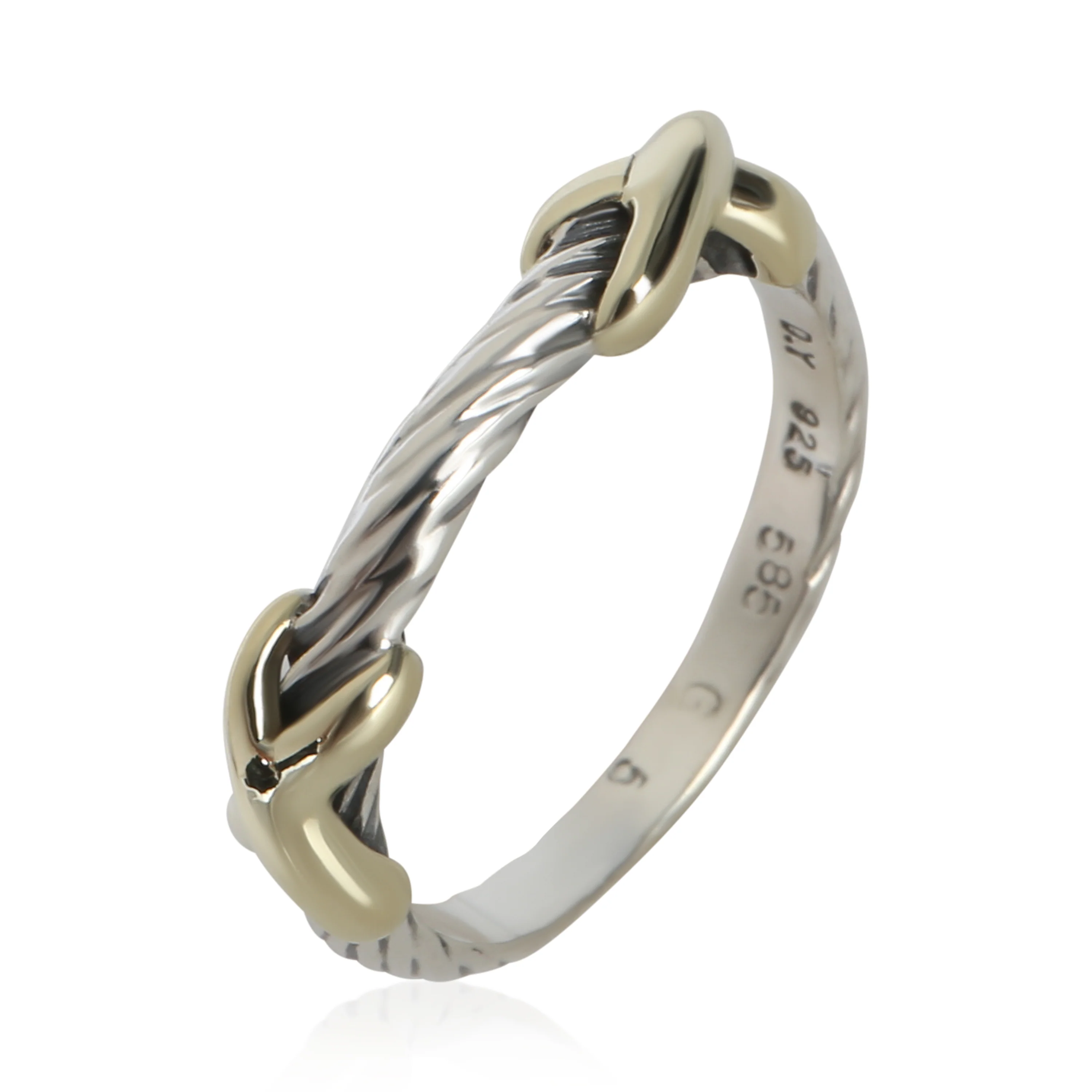 Yellow Gold & Sterling Silver  Cable X Ring - Image 3