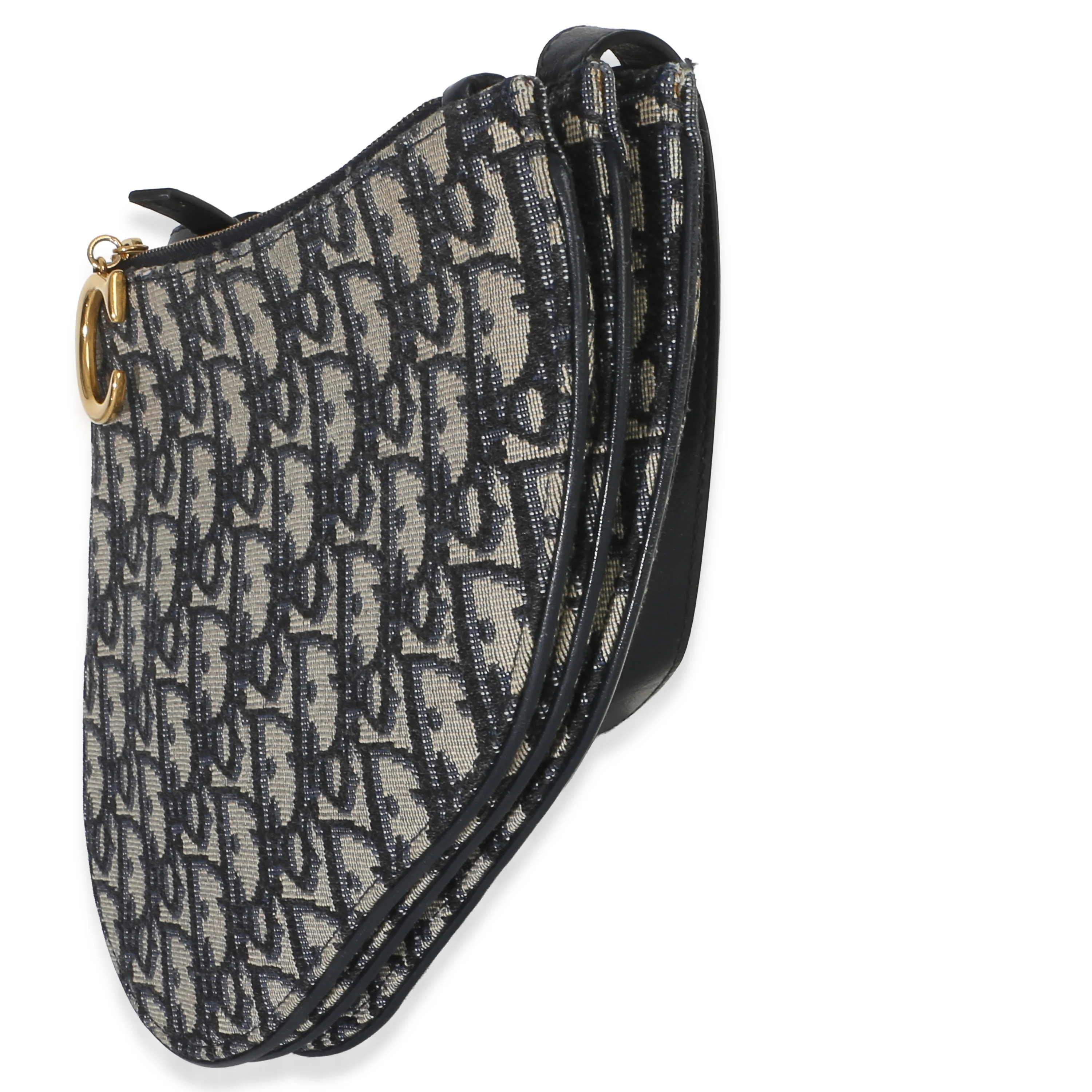 Navy Oblique Canvas Triple Saddle Pouch - Image 2