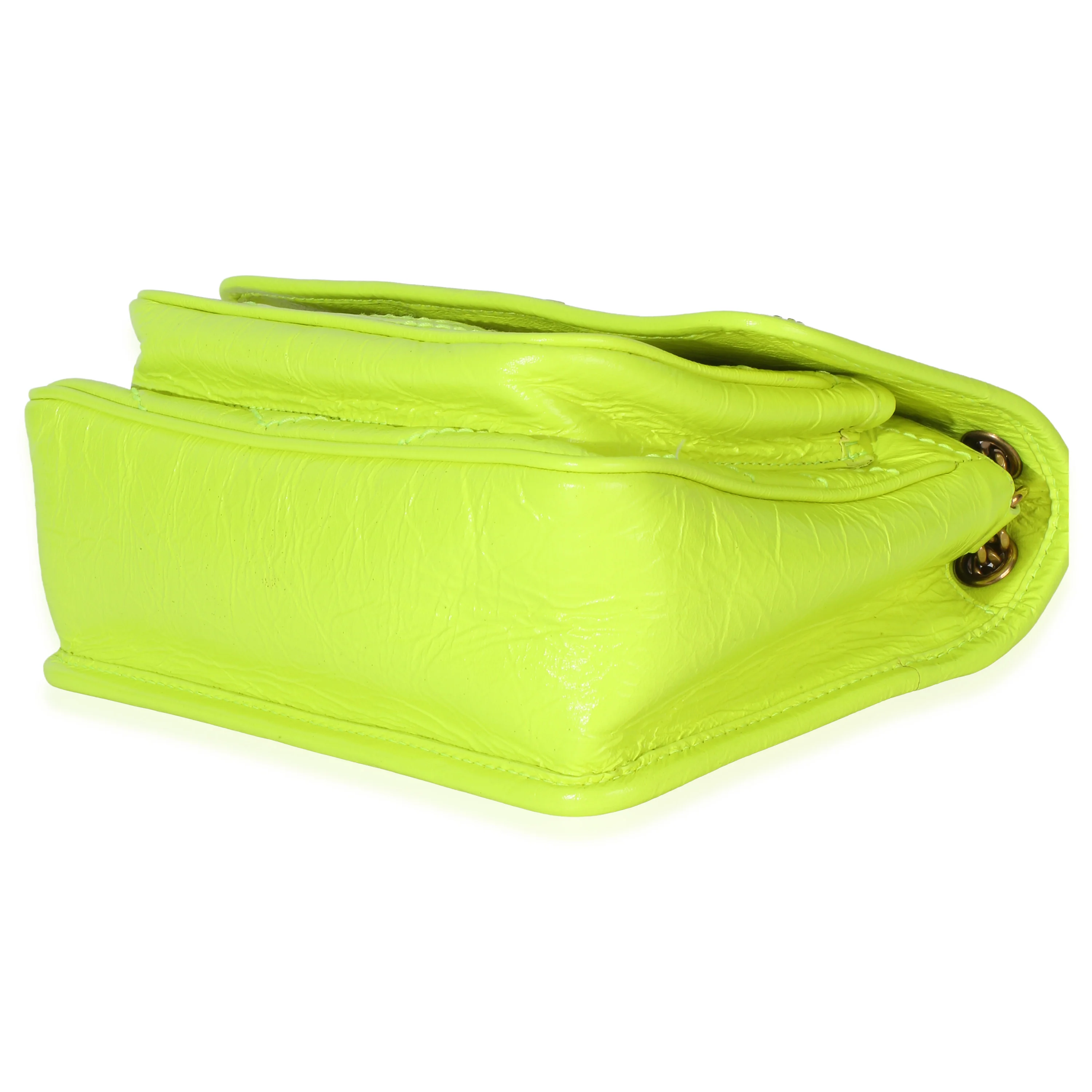 Yellow Crinkled Calfskin Matelasse Baby Niki Chain Satchel - Image 7