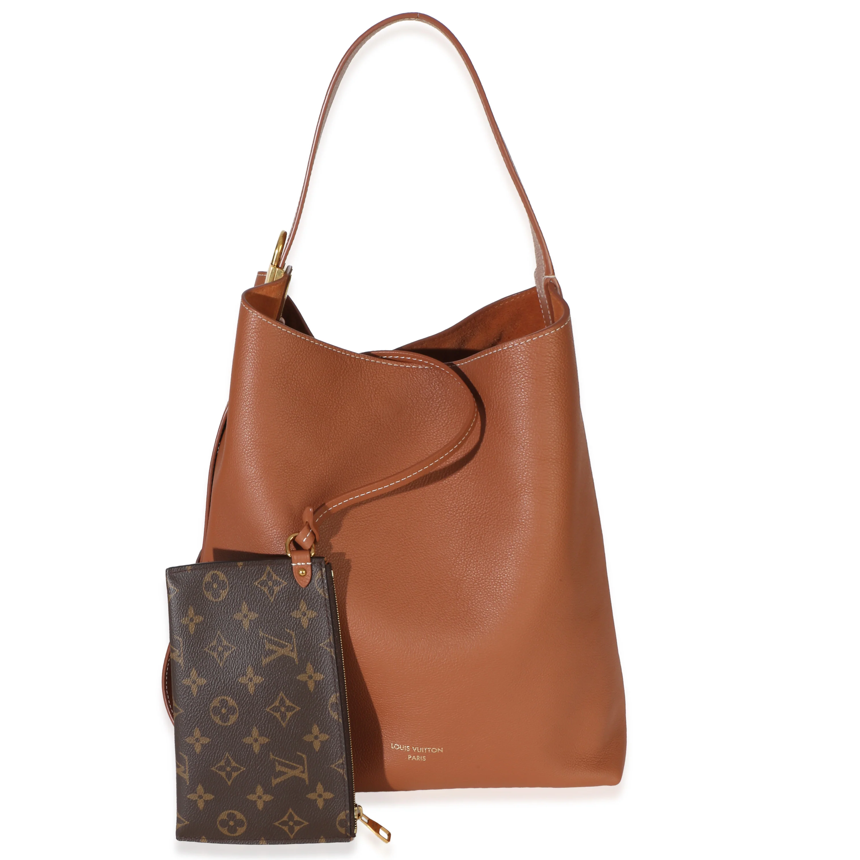 Cognac Grained Calfskin Low Key Hobo MM